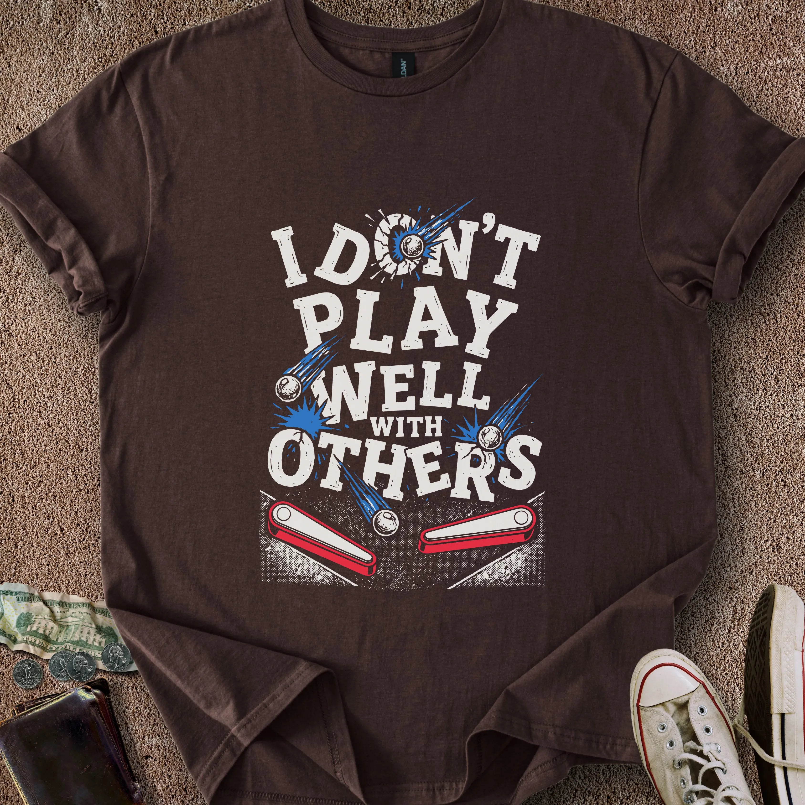 Printify T-Shirt Dark Chocolate / S Play Well w/Others T-Shirt