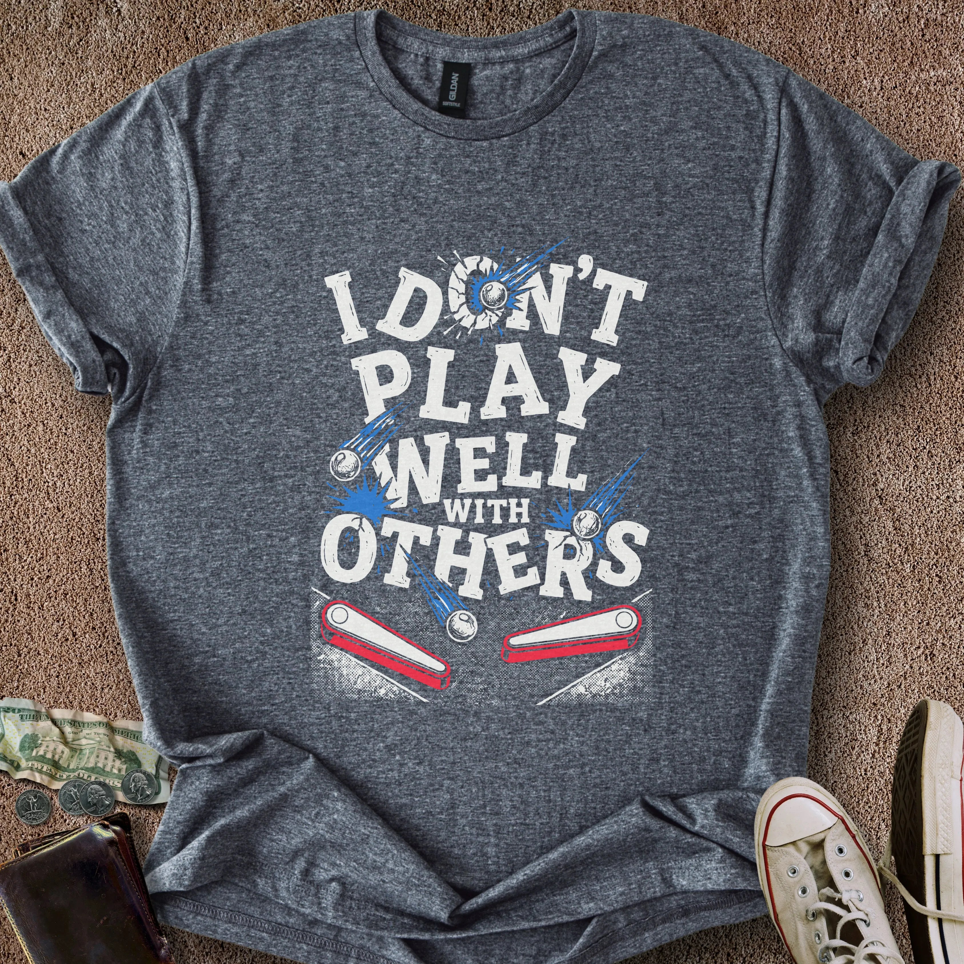 Printify T-Shirt Dark Heather / S Play Well w/Others T-Shirt