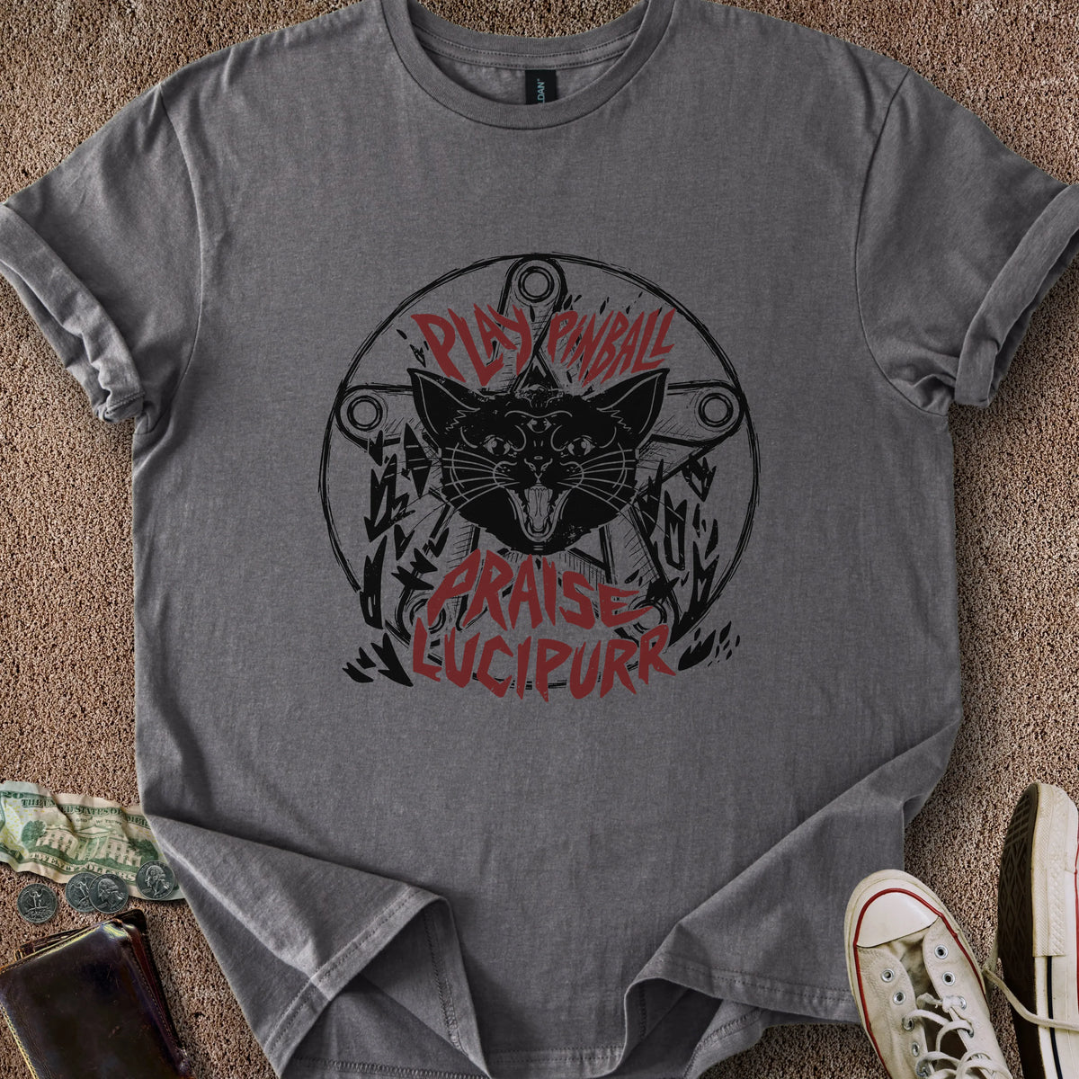 Printify T-Shirt Charcoal / M Praise Lucipurr T-Shirt