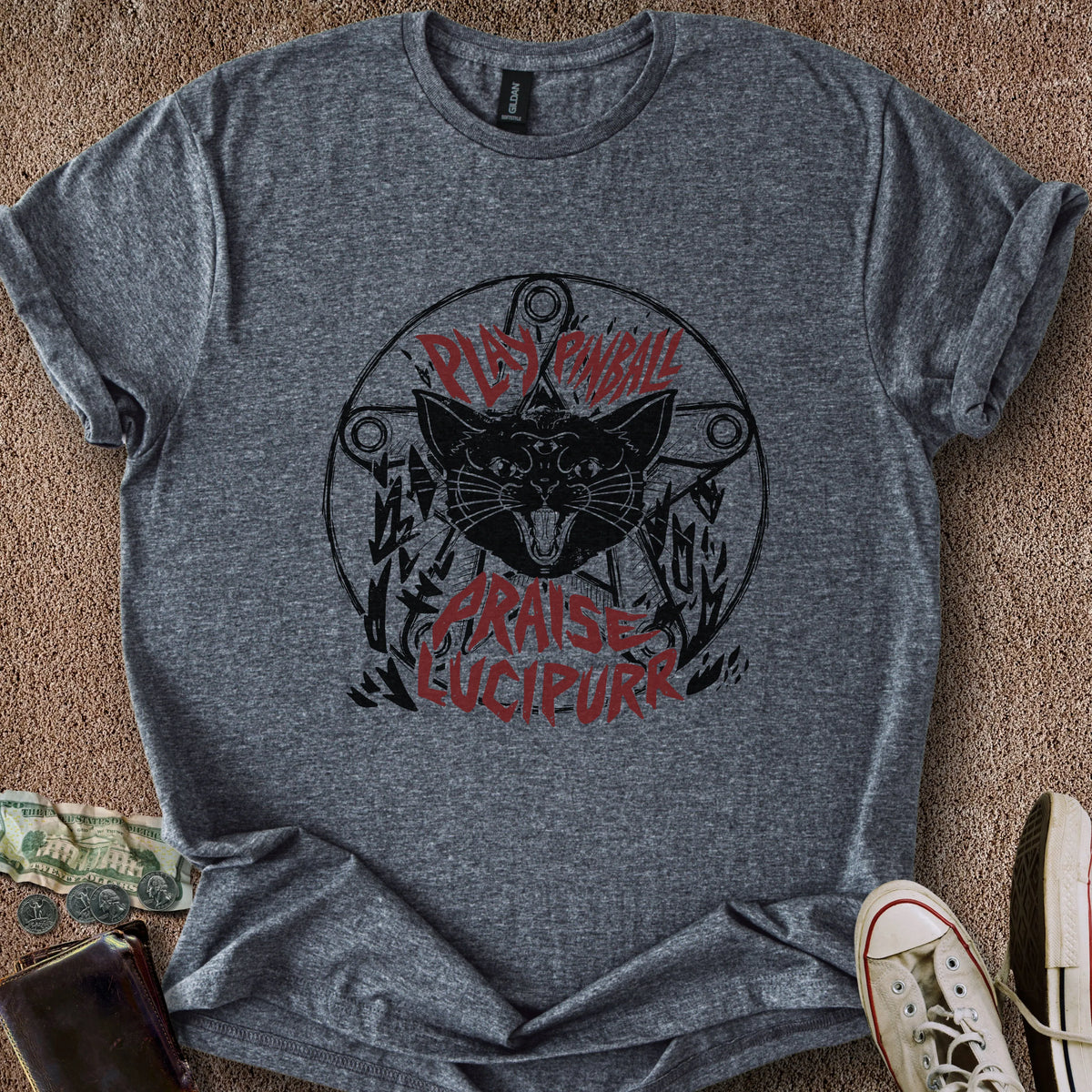 Printify T-Shirt Dark Heather / M Praise Lucipurr T-Shirt