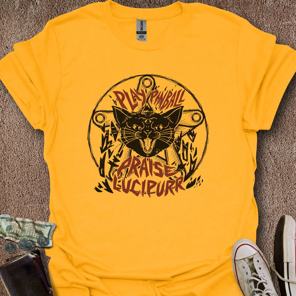 Printify T-Shirt Gold / M Praise Lucipurr T-Shirt