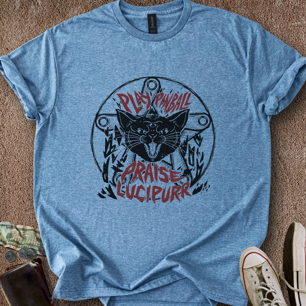 Printify T-Shirt Heather Indigo / M Praise Lucipurr T-Shirt
