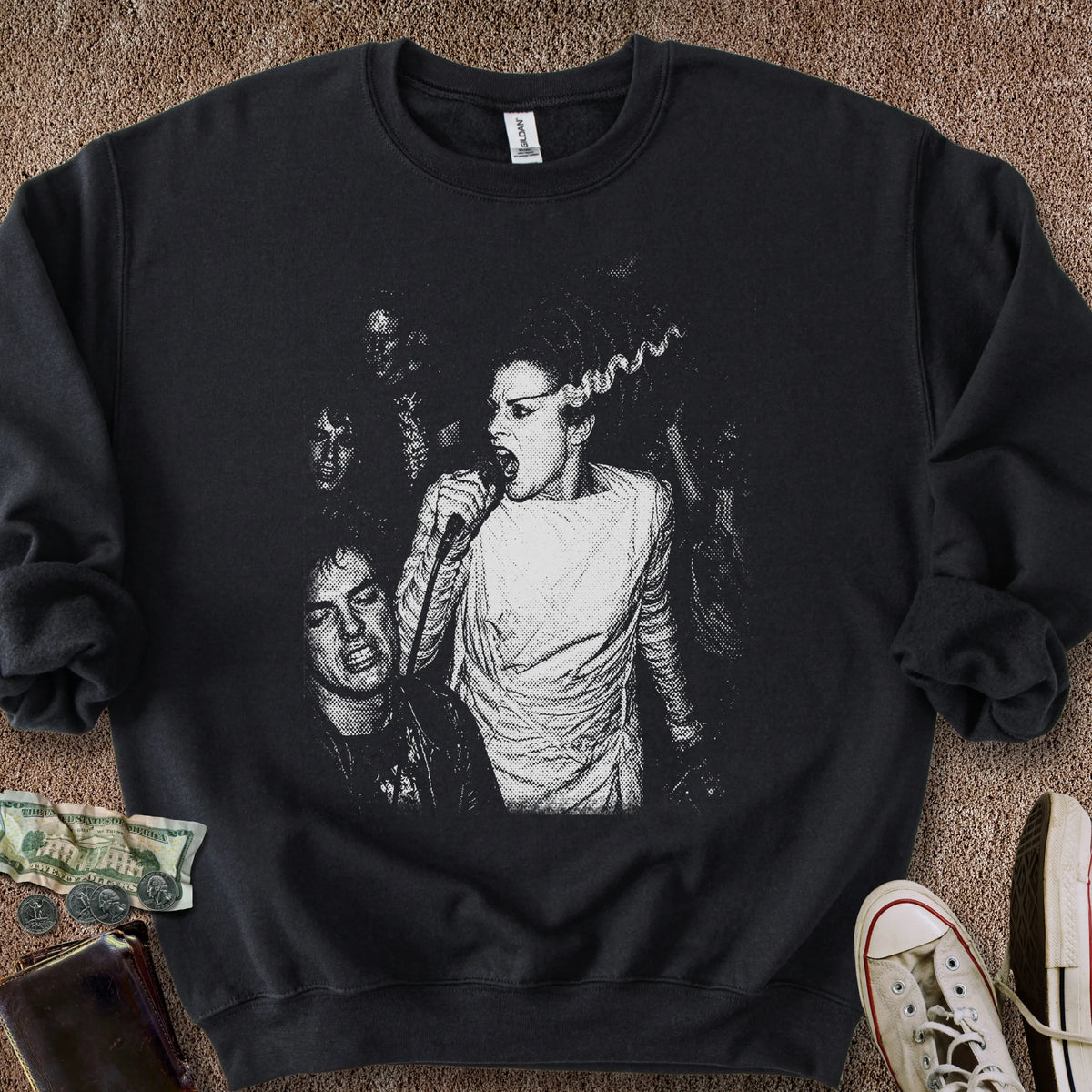 Printify Sweatshirt S / Black Primped Punk Sweatshirt