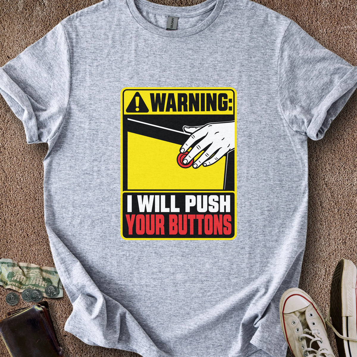 Printify T-Shirt Sport Grey / S Pushing Buttons T-Shirt