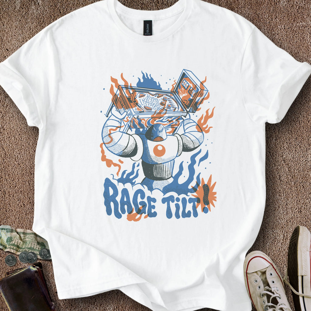 Printify T-Shirt White / S Rage Tilt Robot T-Shirt