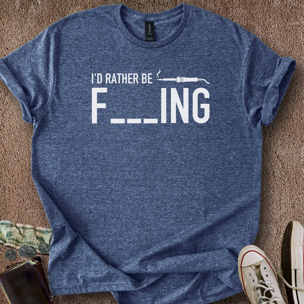 Printify T-Shirt Heather Navy / S Rather Be Fluxing T-Shirt