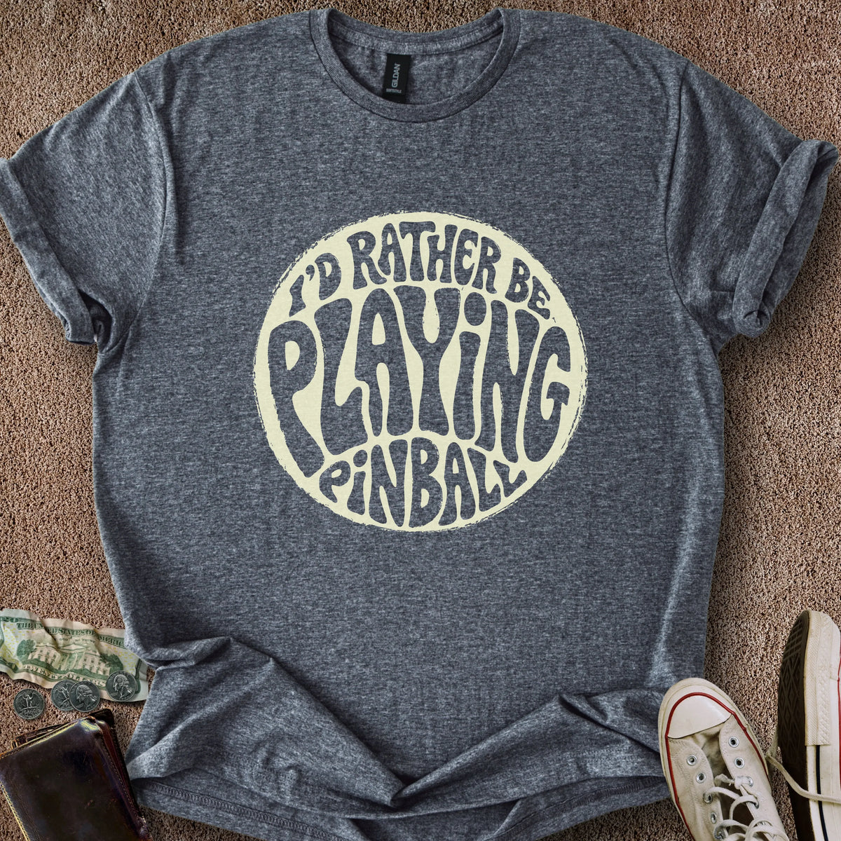 Printify T-Shirt Dark Heather / M Rather Play Pinball T-Shirt