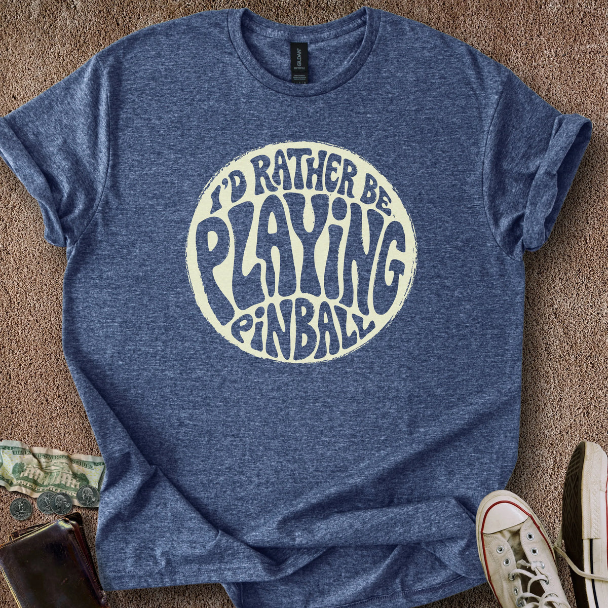 Printify T-Shirt Heather Navy / M Rather Play Pinball T-Shirt