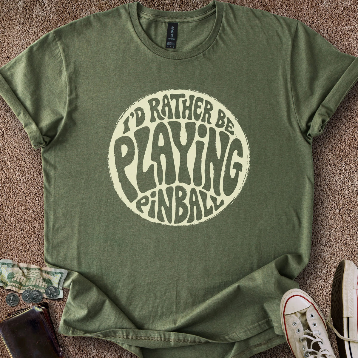 Printify T-Shirt Military Green / M Rather Play Pinball T-Shirt