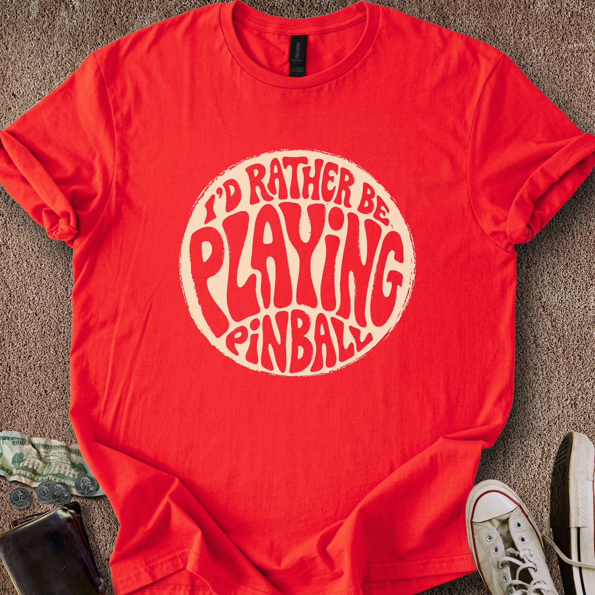 Printify T-Shirt Red / M Rather Play Pinball T-Shirt