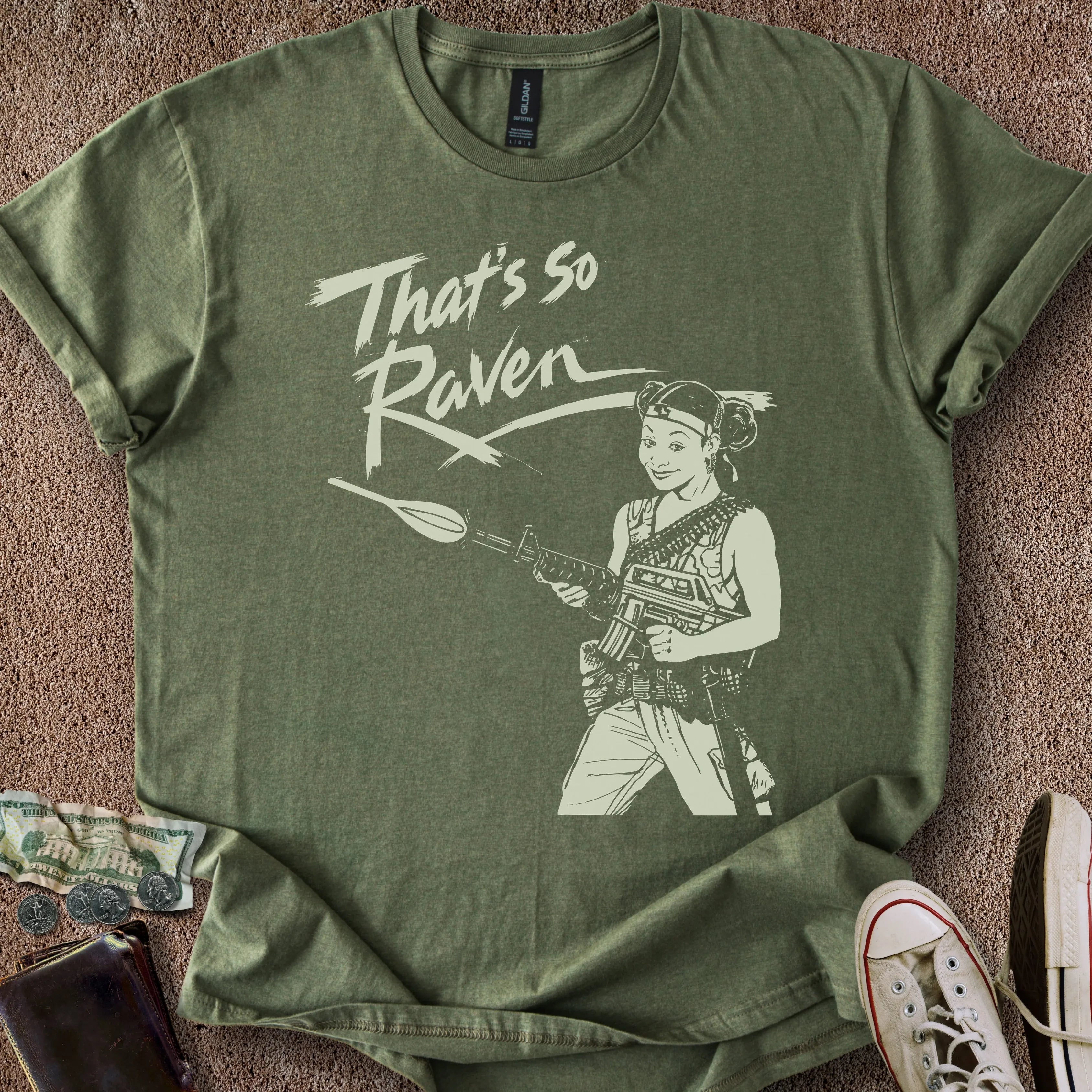 Printify T-Shirt Military Green / S Raven Parody T-Shirt