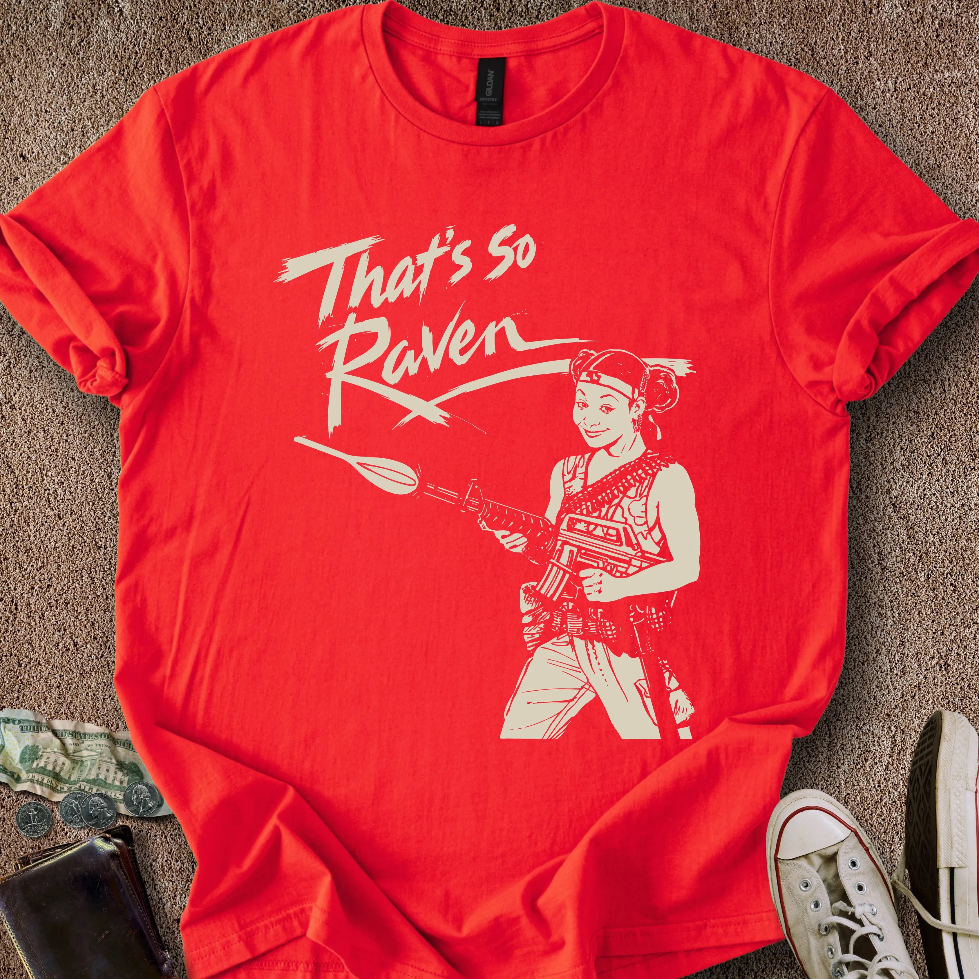 Printify T-Shirt Red / S Raven Parody T-Shirt