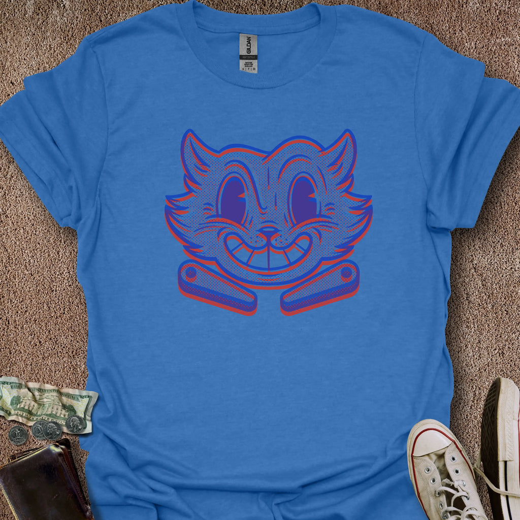 Printify T-Shirt Heather Royal / S Risograph Pinball Cat T-Shirt