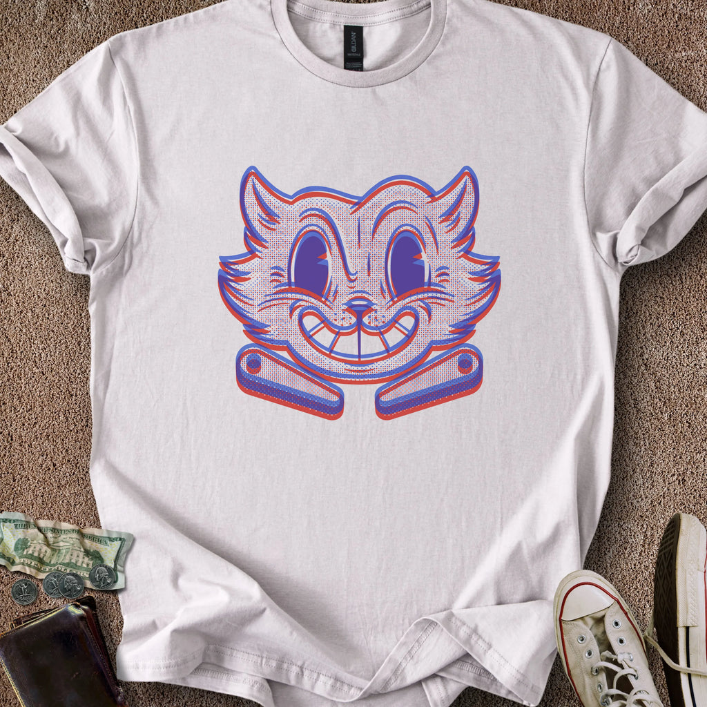 Printify T-Shirt Ice Grey / S Risograph Pinball Cat T-Shirt
