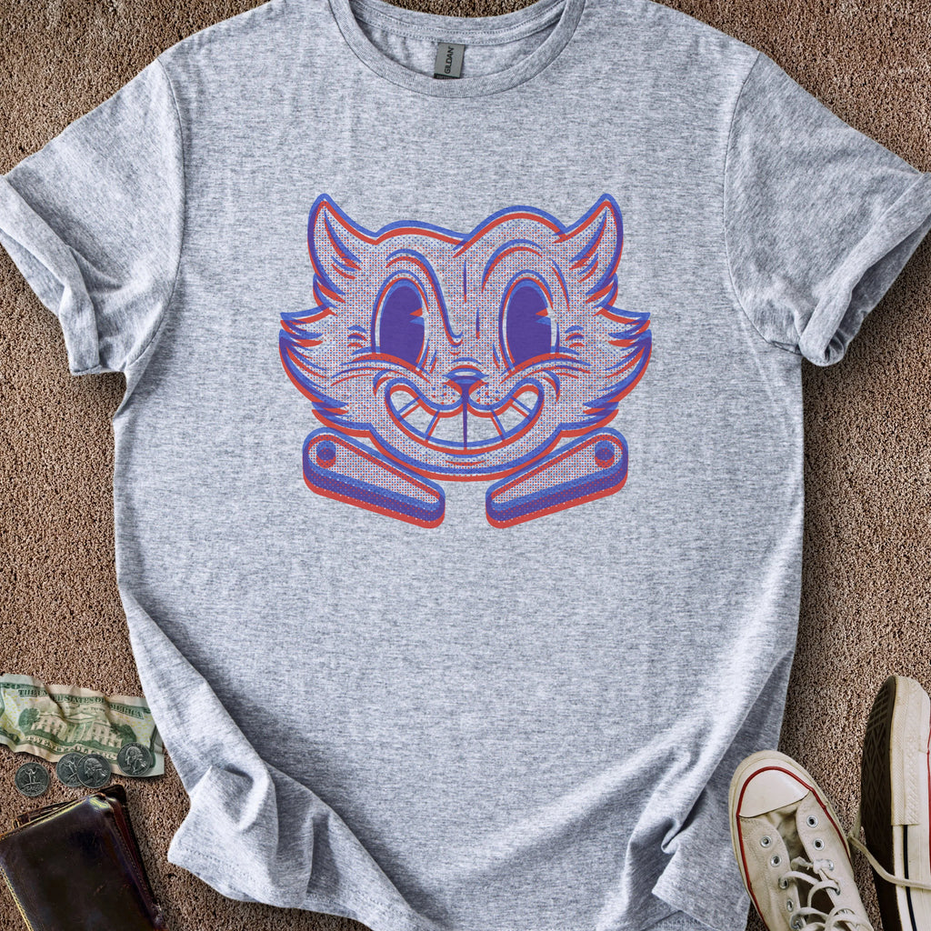 Printify T-Shirt Sport Grey / S Risograph Pinball Cat T-Shirt