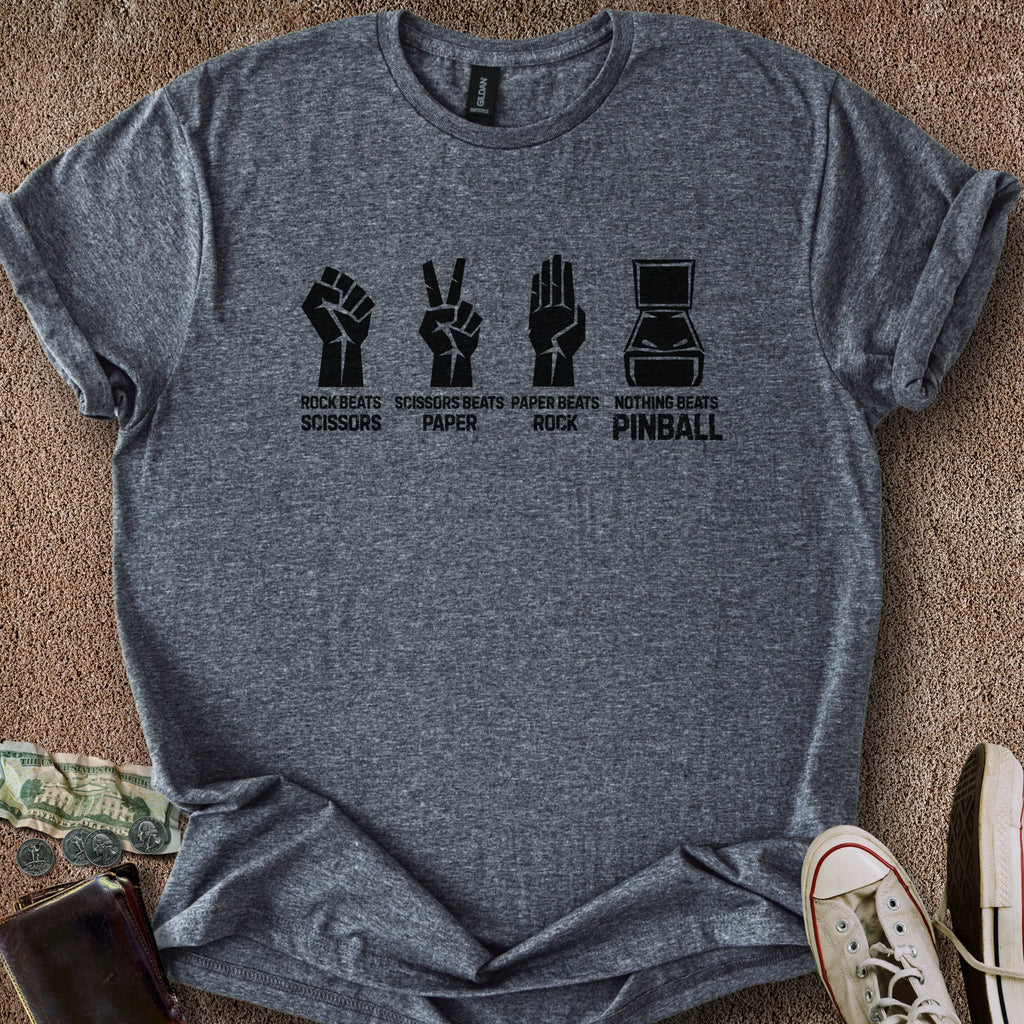 Printify T-Shirt Dark Heather / S Rock Paper Scissors Pinball T-Shirt