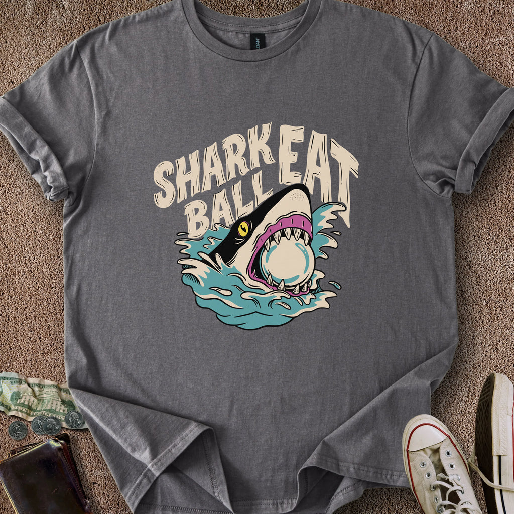 Printify T-Shirt Charcoal / S Shark Eat Ball 2 T-Shirt
