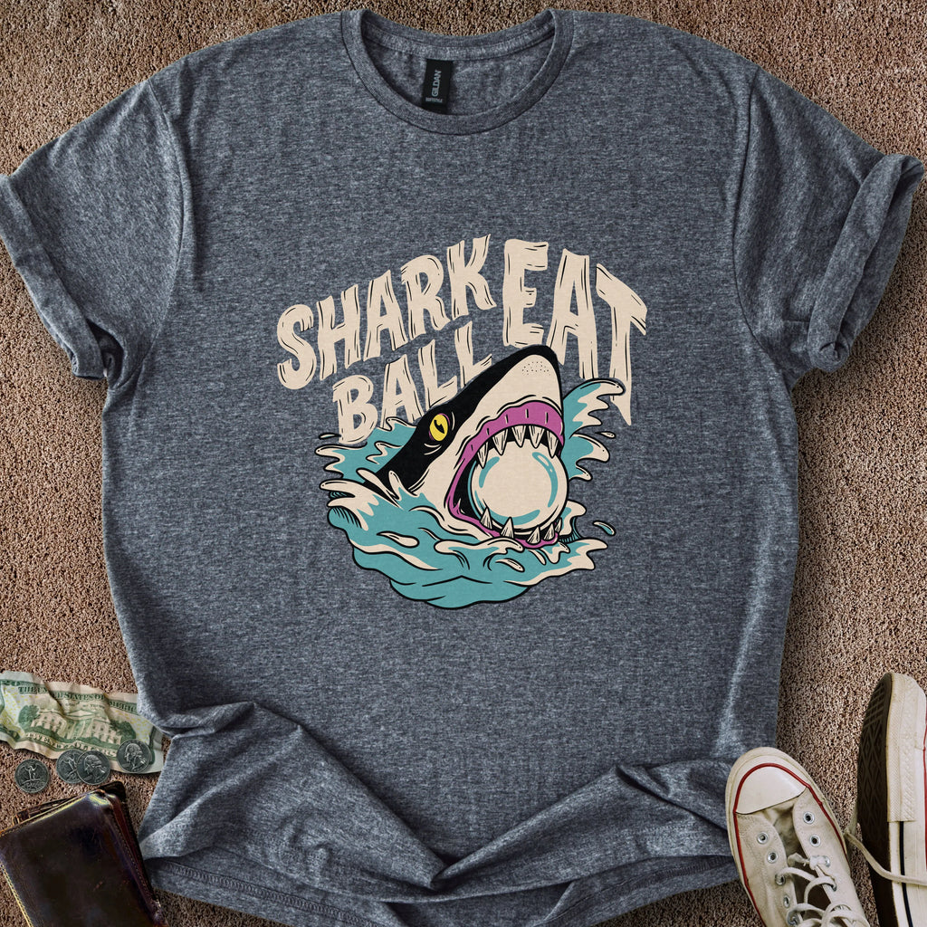 Printify T-Shirt Dark Heather / S Shark Eat Ball 2 T-Shirt