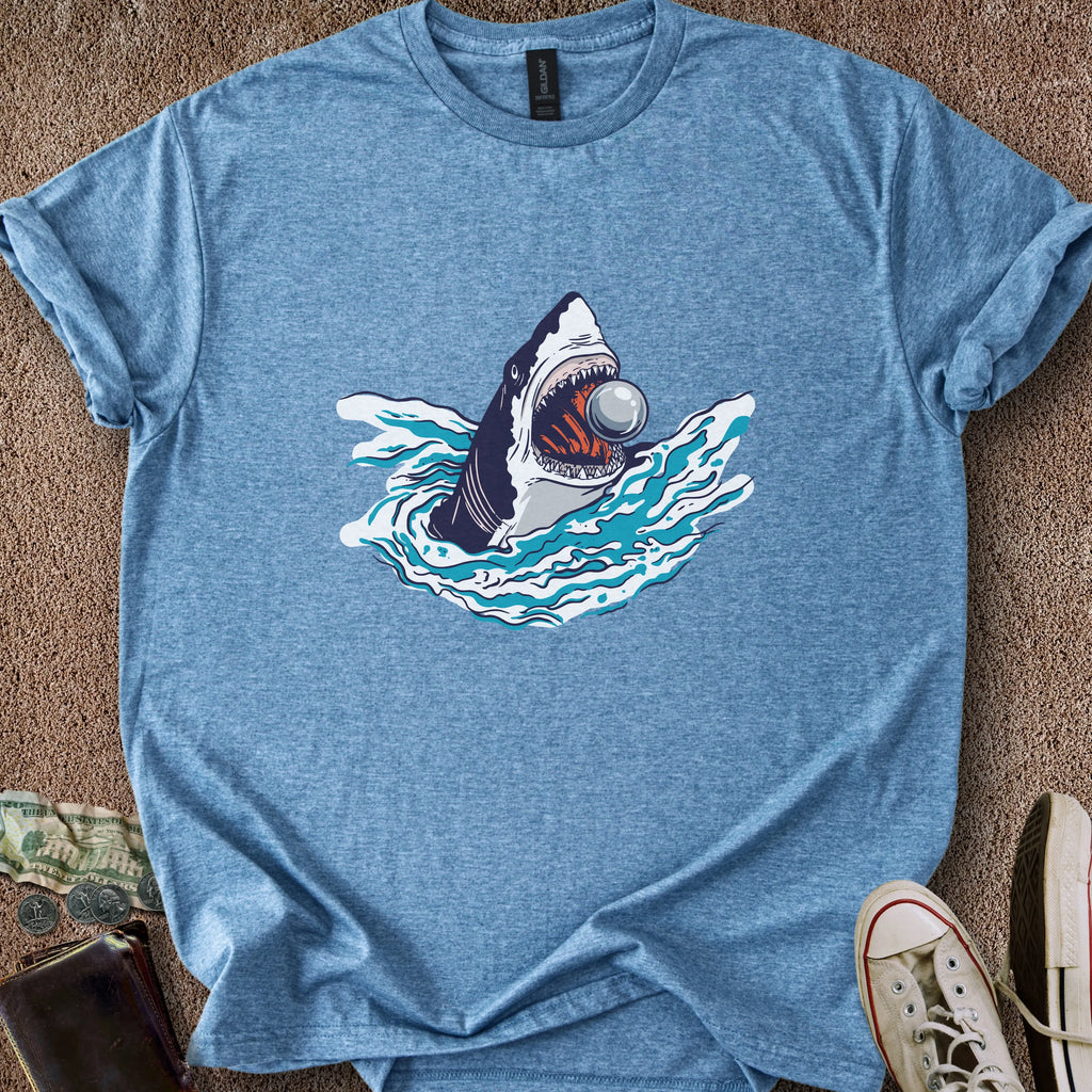 Printify T-Shirt Heather Indigo / S Shark Eat Ball T-Shirt