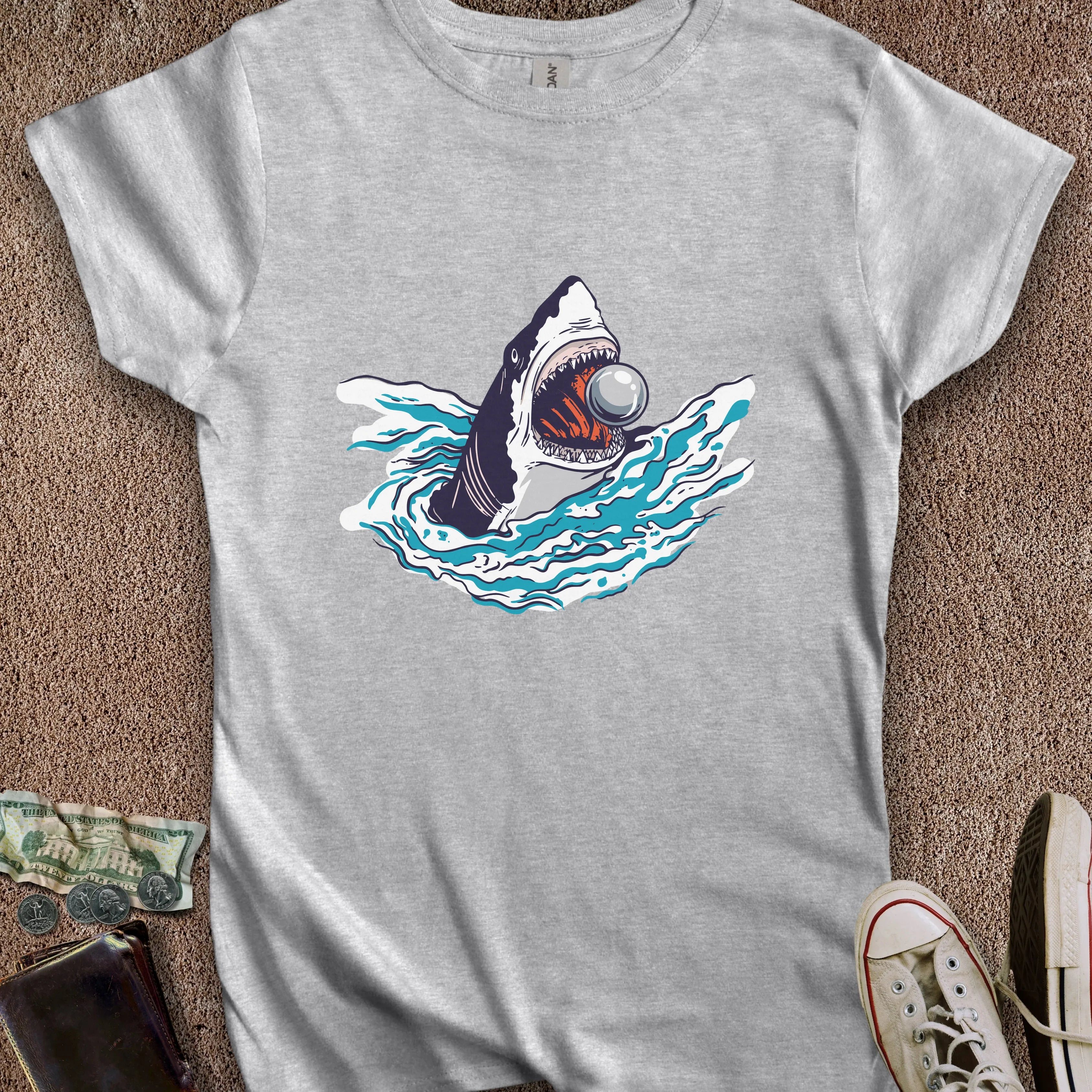 Printify T-Shirt S / Sport Grey Shark Eat Ball Women's T-Shirt