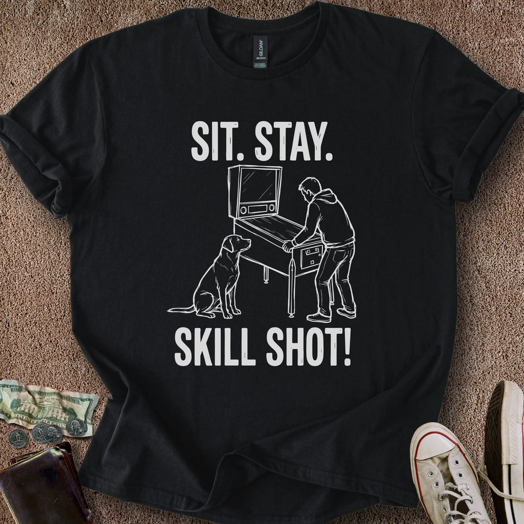 Printify T-Shirt Black / S Sit Stay Skill Shot T-Shirt