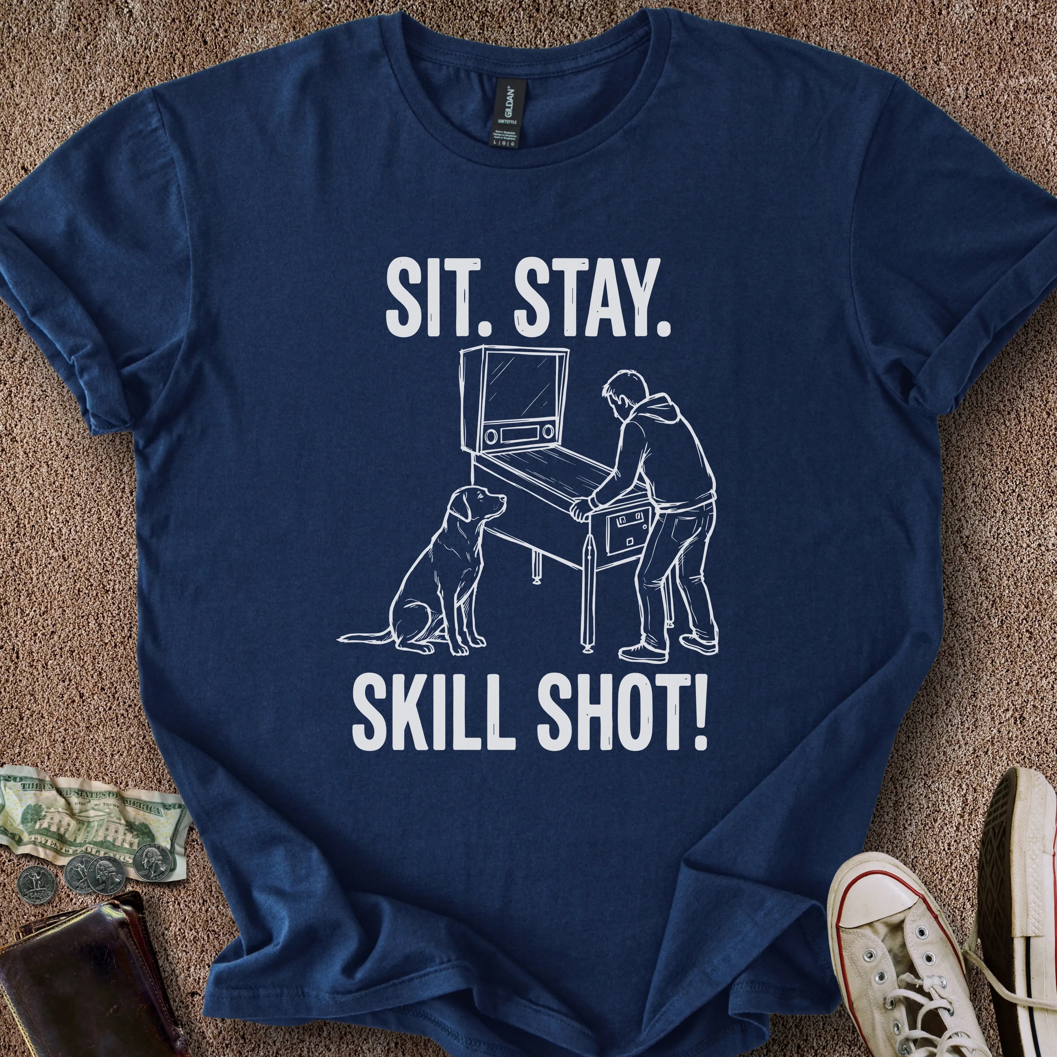Printify T-Shirt Navy / S Sit Stay Skill Shot T-Shirt