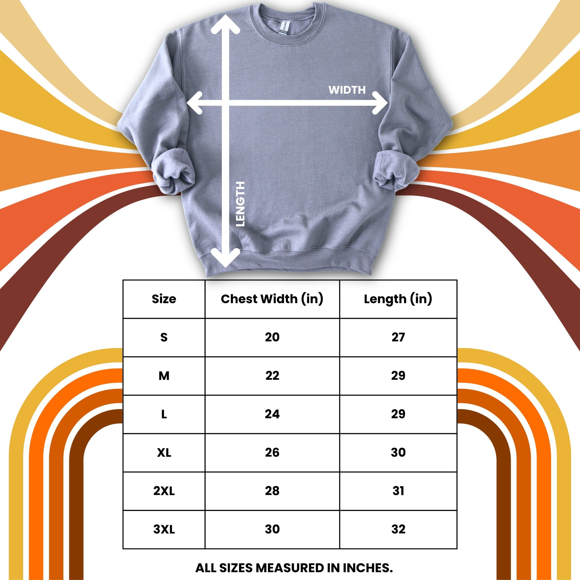 Sweatshirt size guide