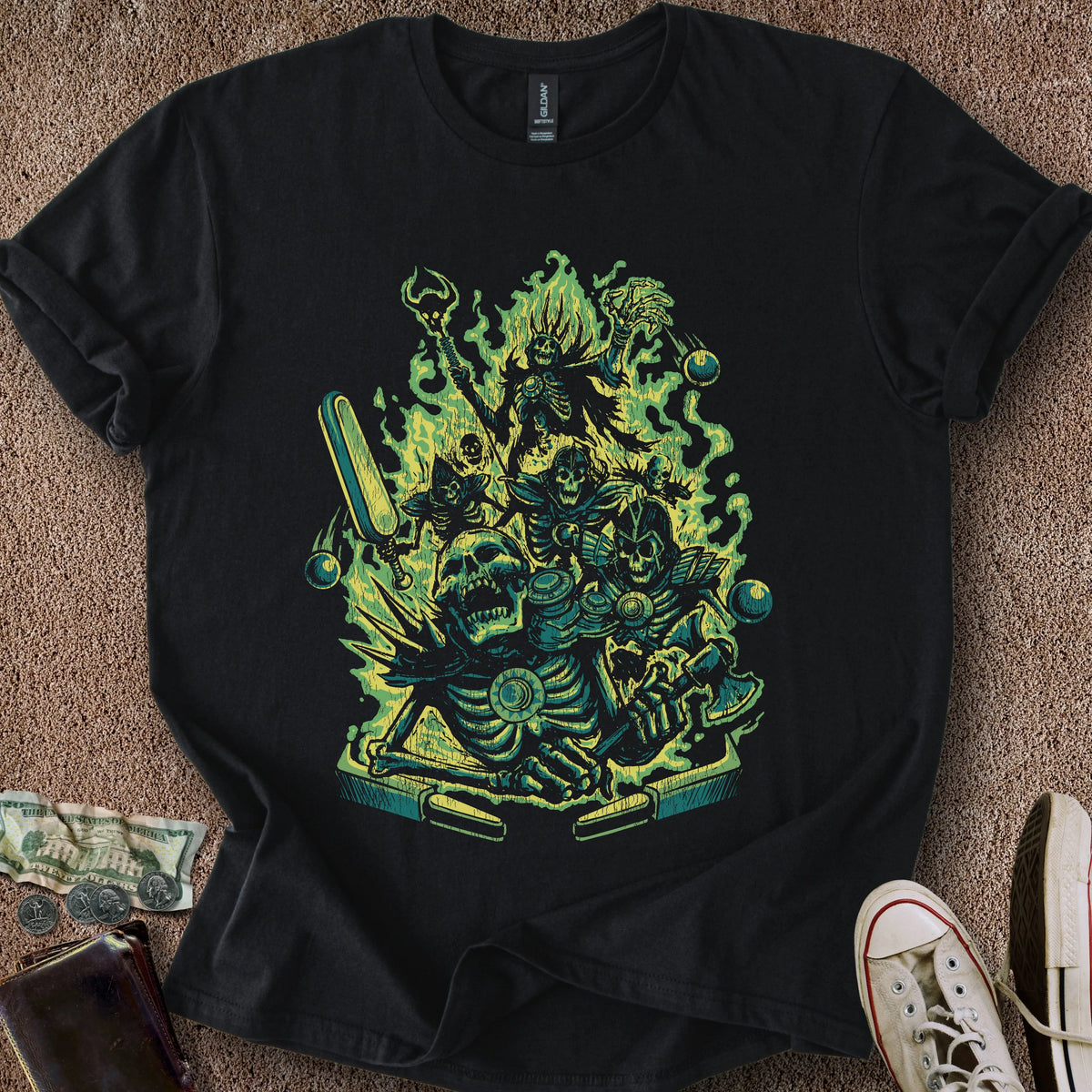 Printify T-Shirt Black / S Skeletal Multiball T-Shirt
