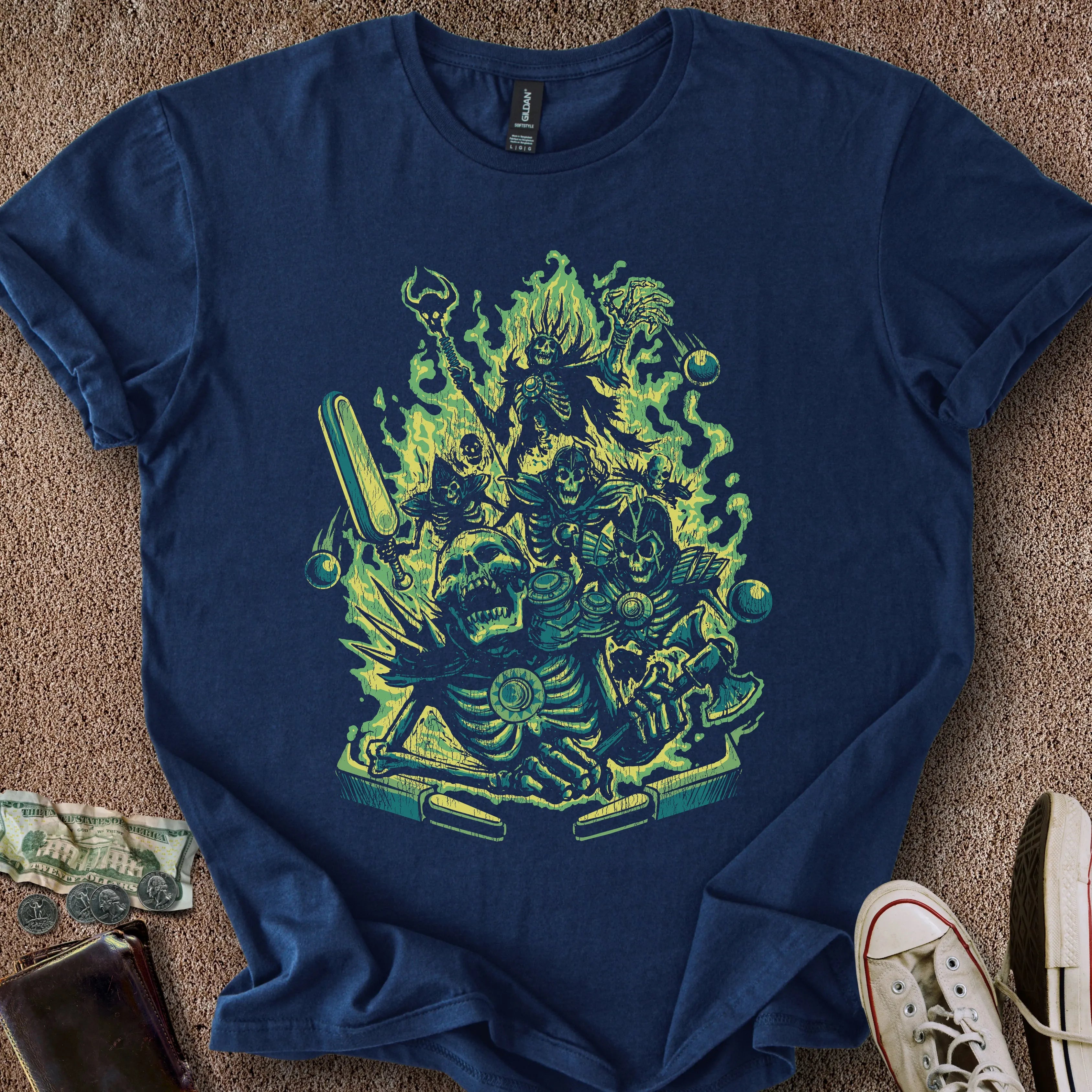 Printify T-Shirt Navy / S Skeletal Multiball T-Shirt