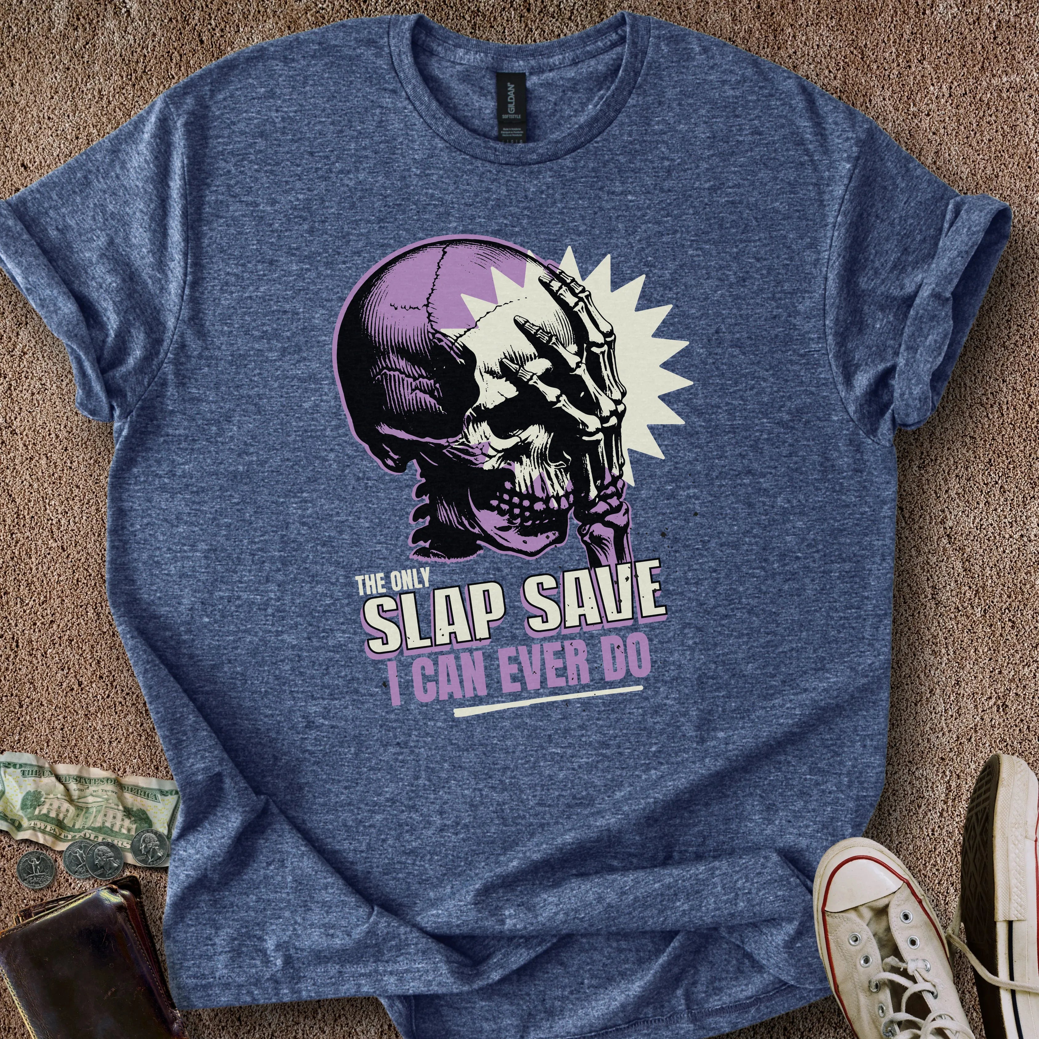 Printify T-Shirt Heather Navy / S Slapped Save T-Shirt
