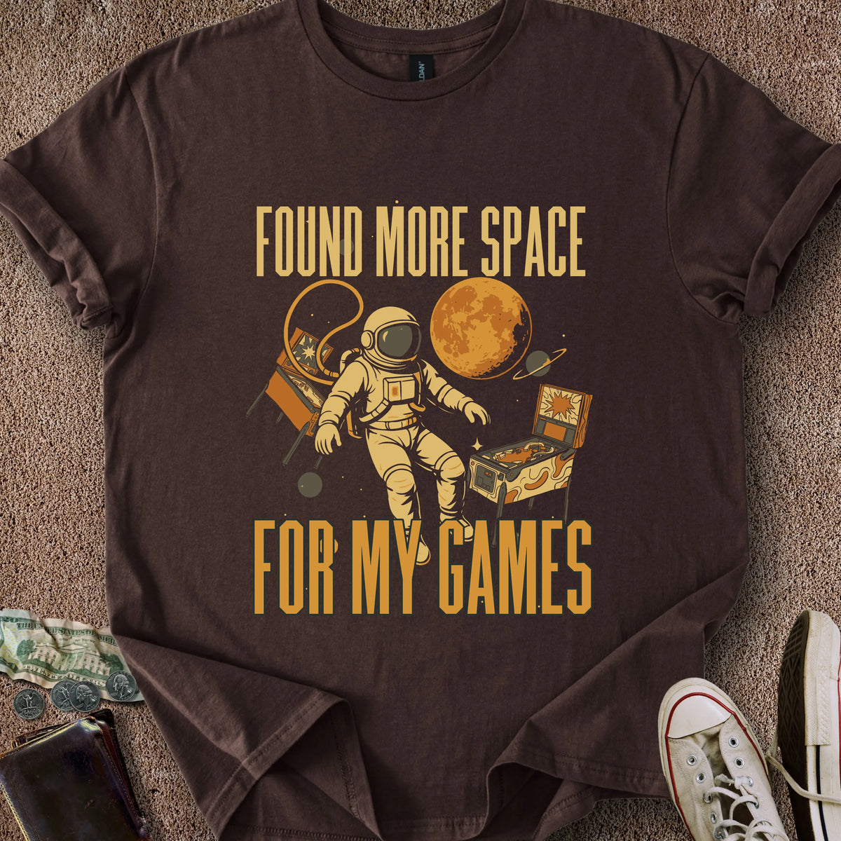 Printify T-Shirt Dark Chocolate / M Space 4 Games T-Shirt