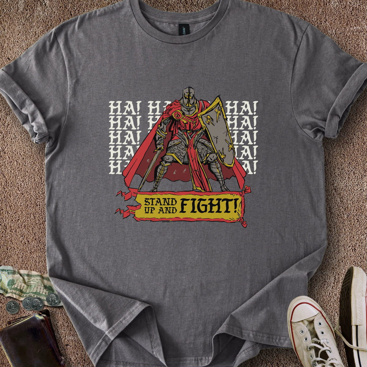 Printify T-Shirt Charcoal / M Stand Up & Fight T-Shirt