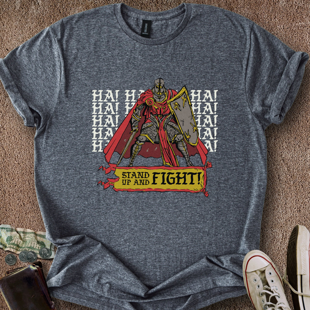 Printify T-Shirt Dark Heather / M Stand Up & Fight T-Shirt