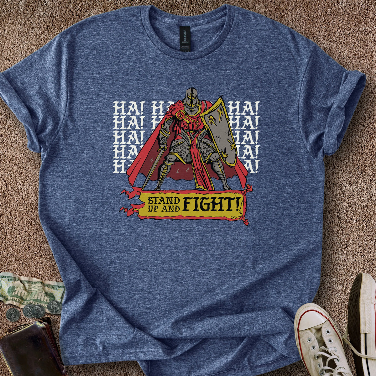 Printify T-Shirt Heather Navy / M Stand Up & Fight T-Shirt