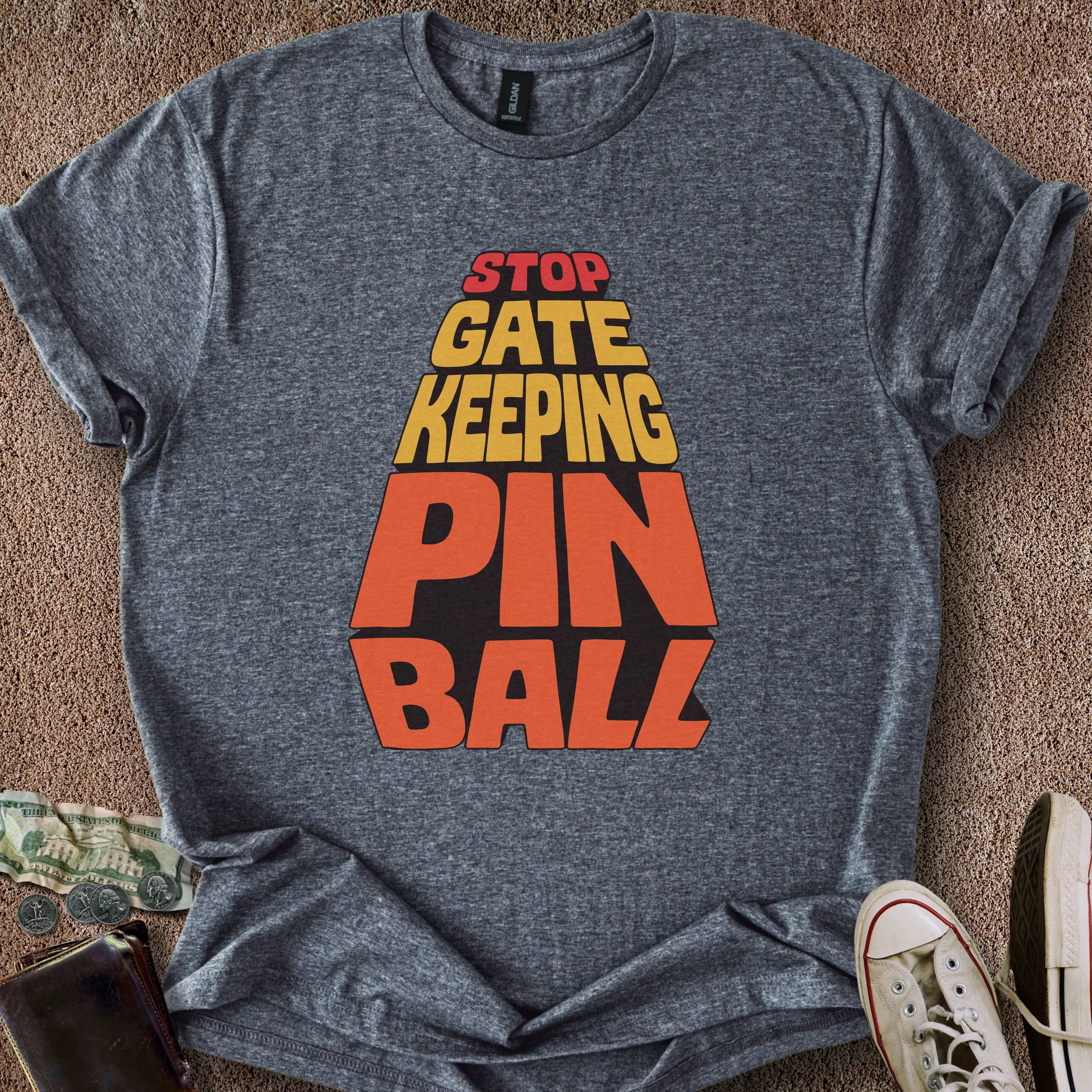 Printify T-Shirt Dark Heather / S Stop Gatekeeping Pinball T-Shirt