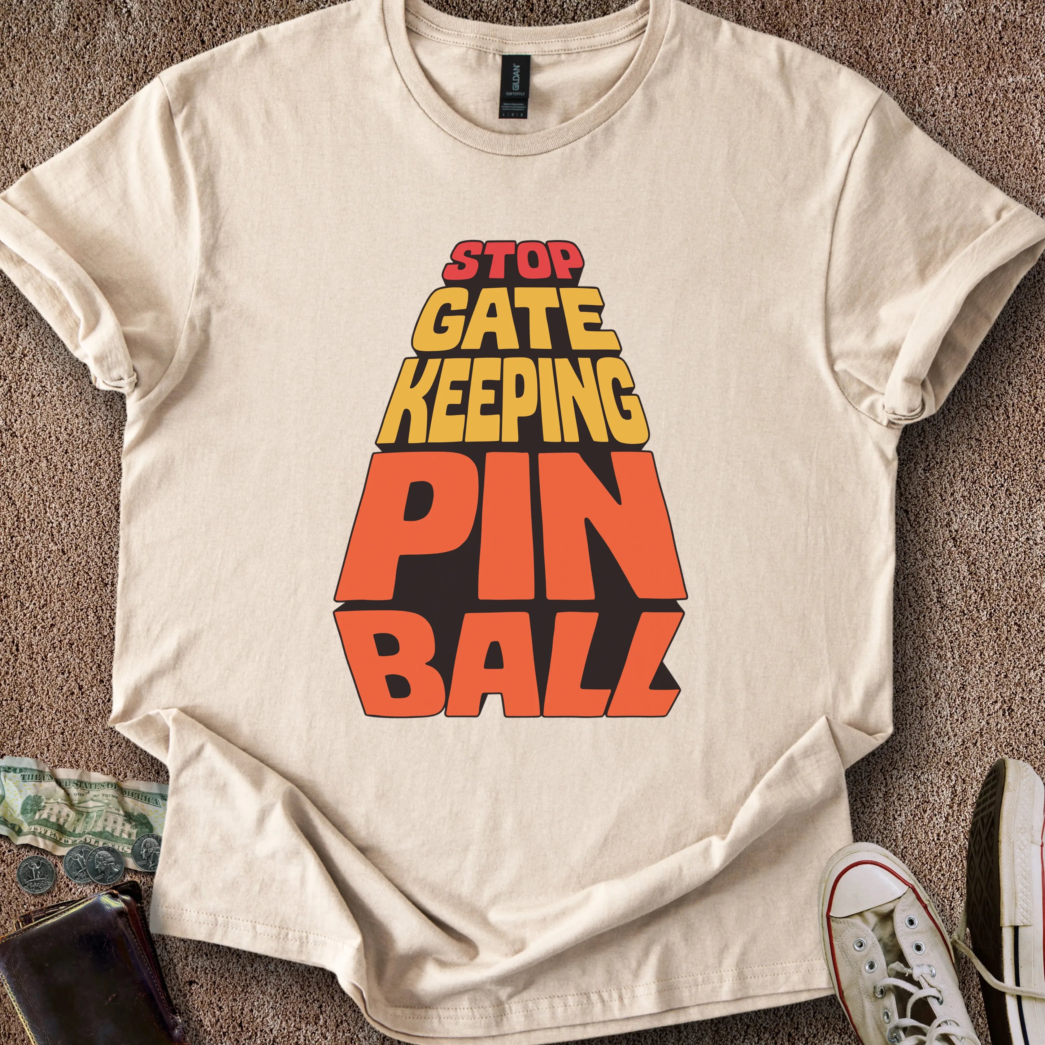 Printify T-Shirt Sand / S Stop Gatekeeping Pinball T-Shirt