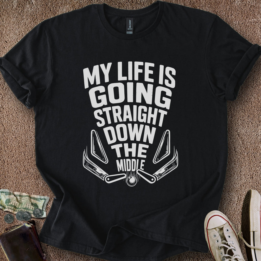 Printify T-Shirt Black / S Straight Down the Middle T-Shirt