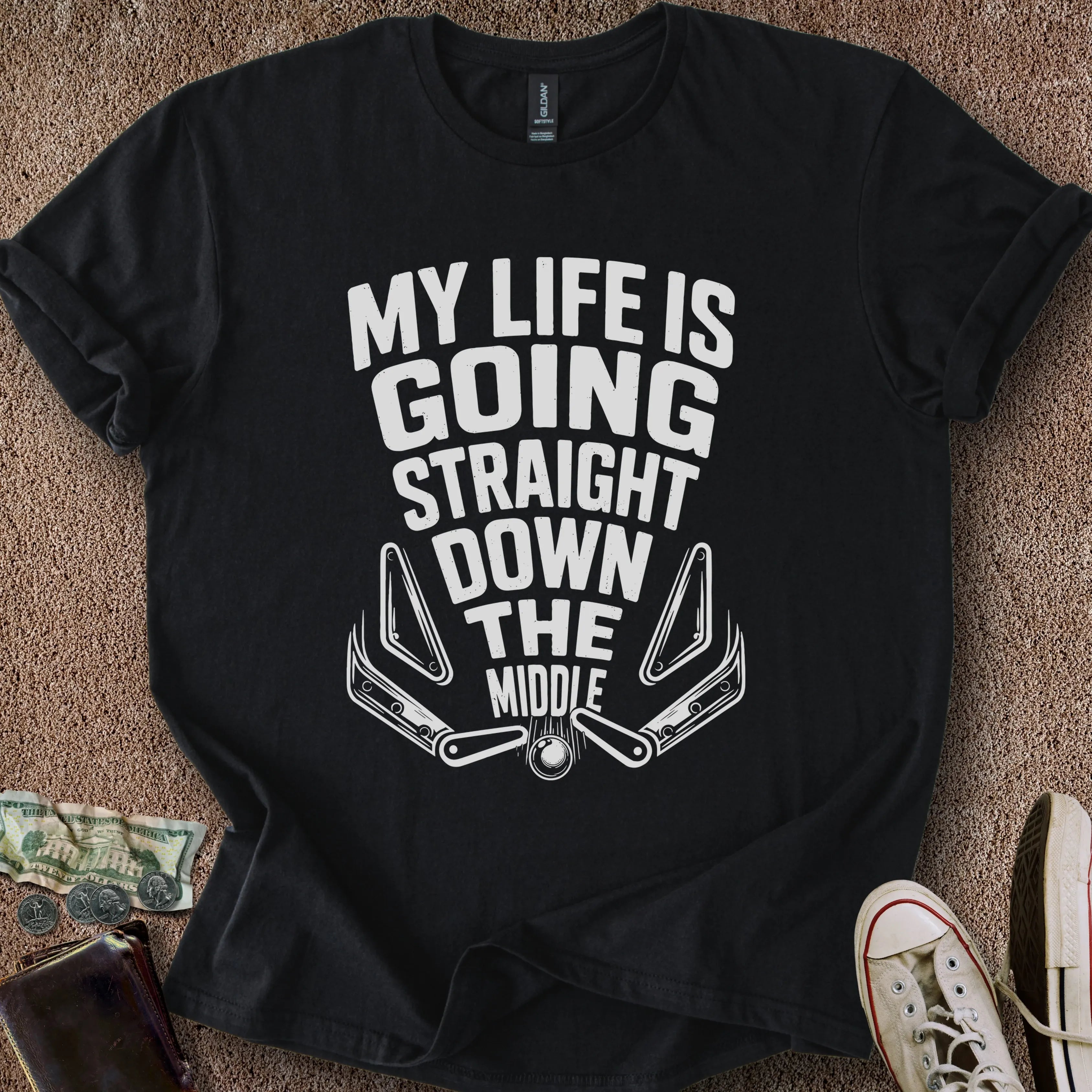 Printify T-Shirt Black / S Straight Down the Middle T-Shirt