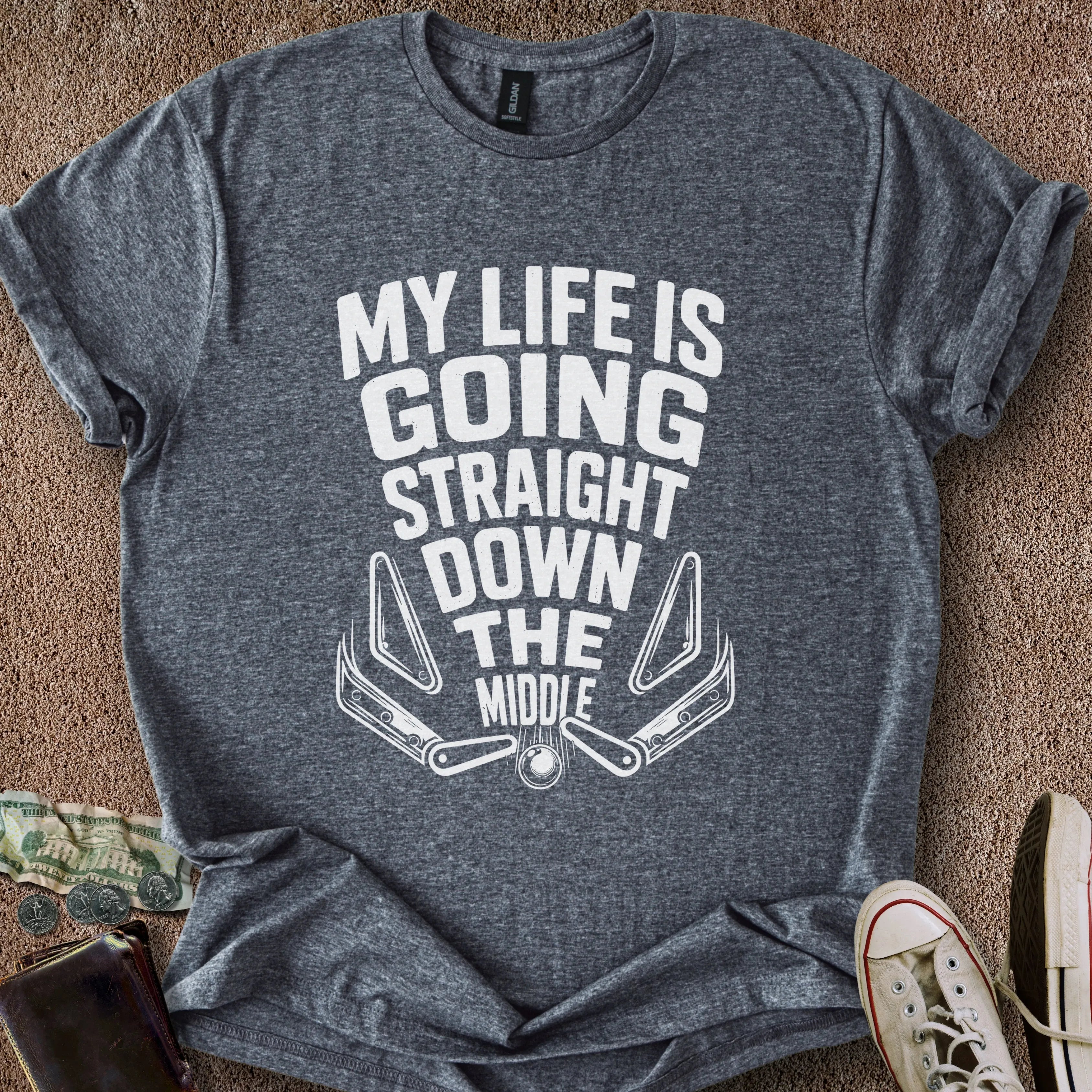 Printify T-Shirt Dark Heather / S Straight Down the Middle T-Shirt