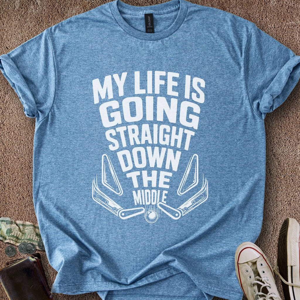 Printify T-Shirt Heather Indigo / S Straight Down the Middle T-Shirt