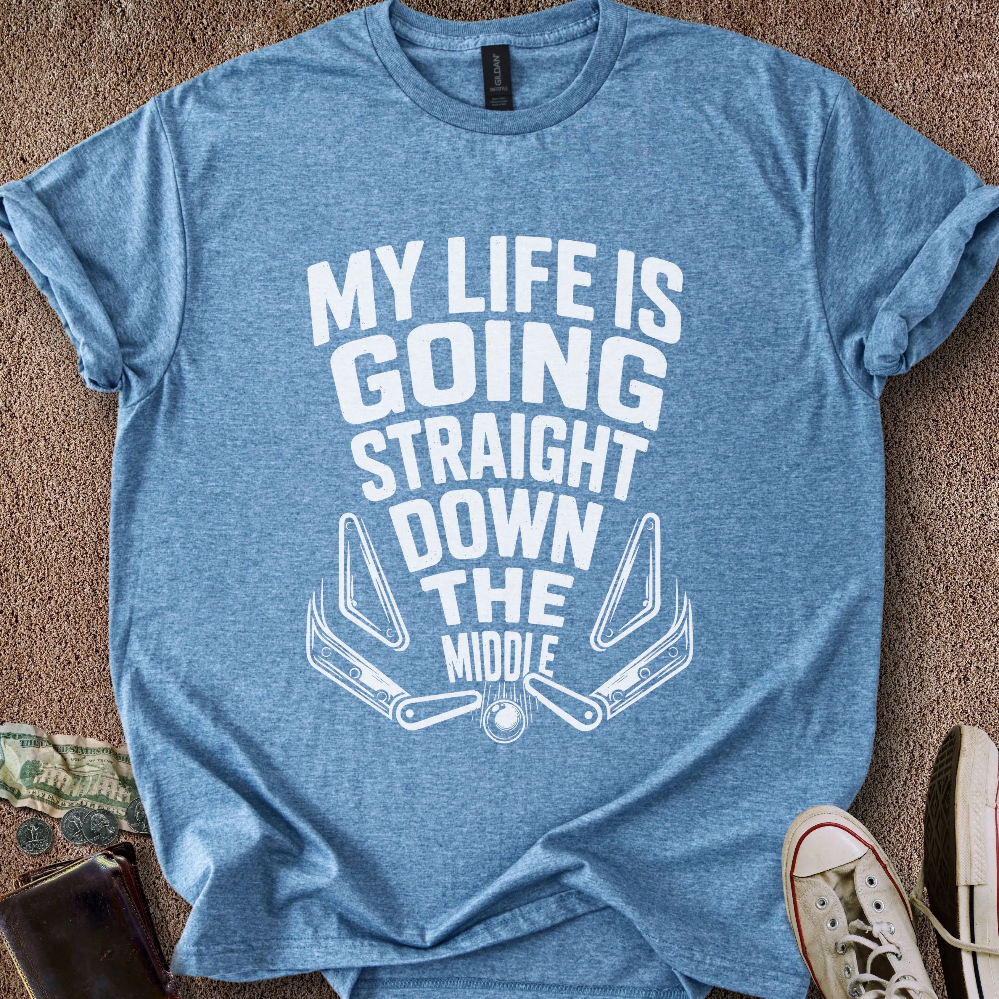 Printify T-Shirt Heather Indigo / S Straight Down the Middle T-Shirt