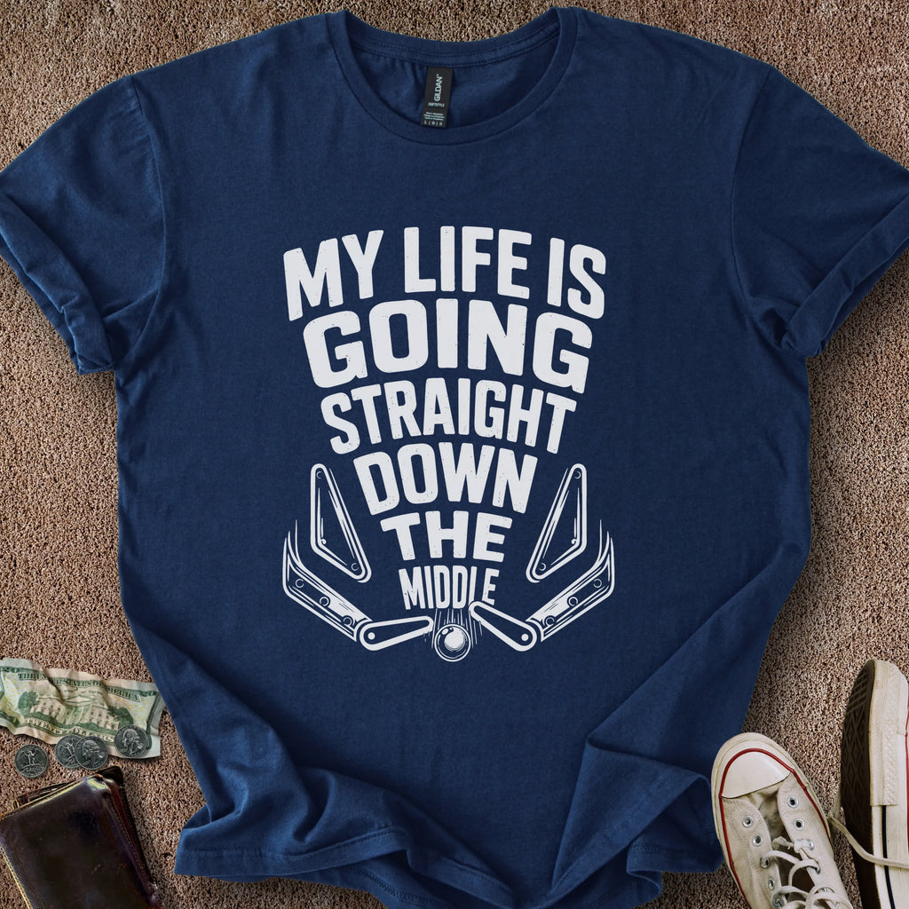 Printify T-Shirt Navy / S Straight Down the Middle T-Shirt