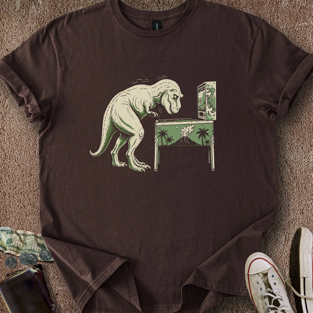 Printify T-Shirt Dark Chocolate / S T-Rex Pinball T-Shirt