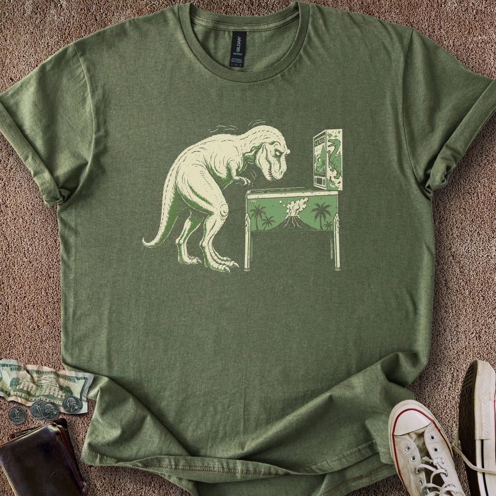 Printify T-Shirt Military Green / S T-Rex Pinball T-Shirt