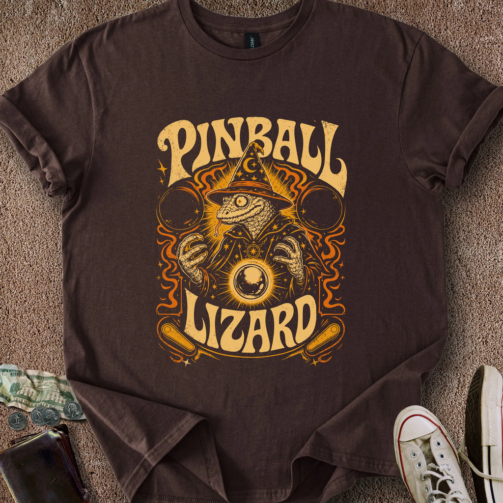 Printify T-Shirt Dark Chocolate / S The Pinball Lizard T-Shirt