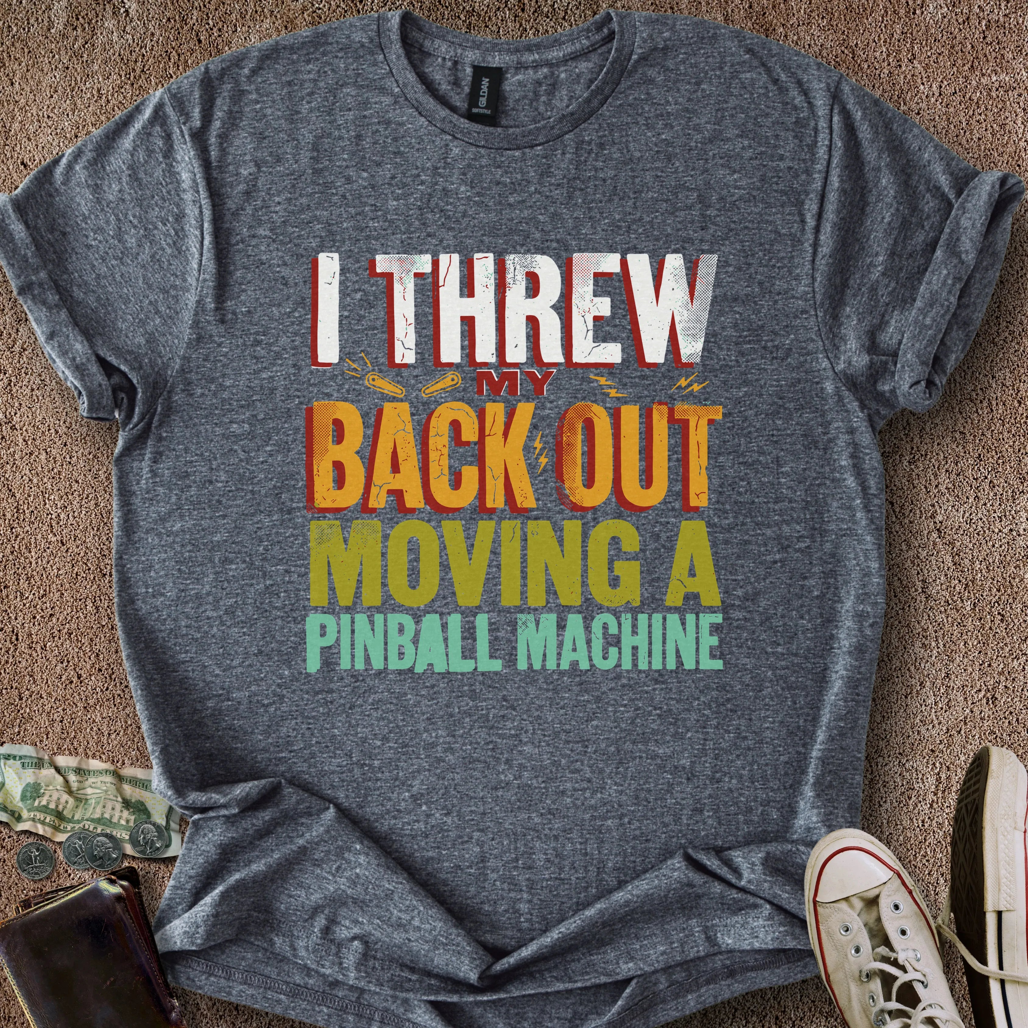 Printify T-Shirt Dark Heather / S Threw My Back Out T-Shirt