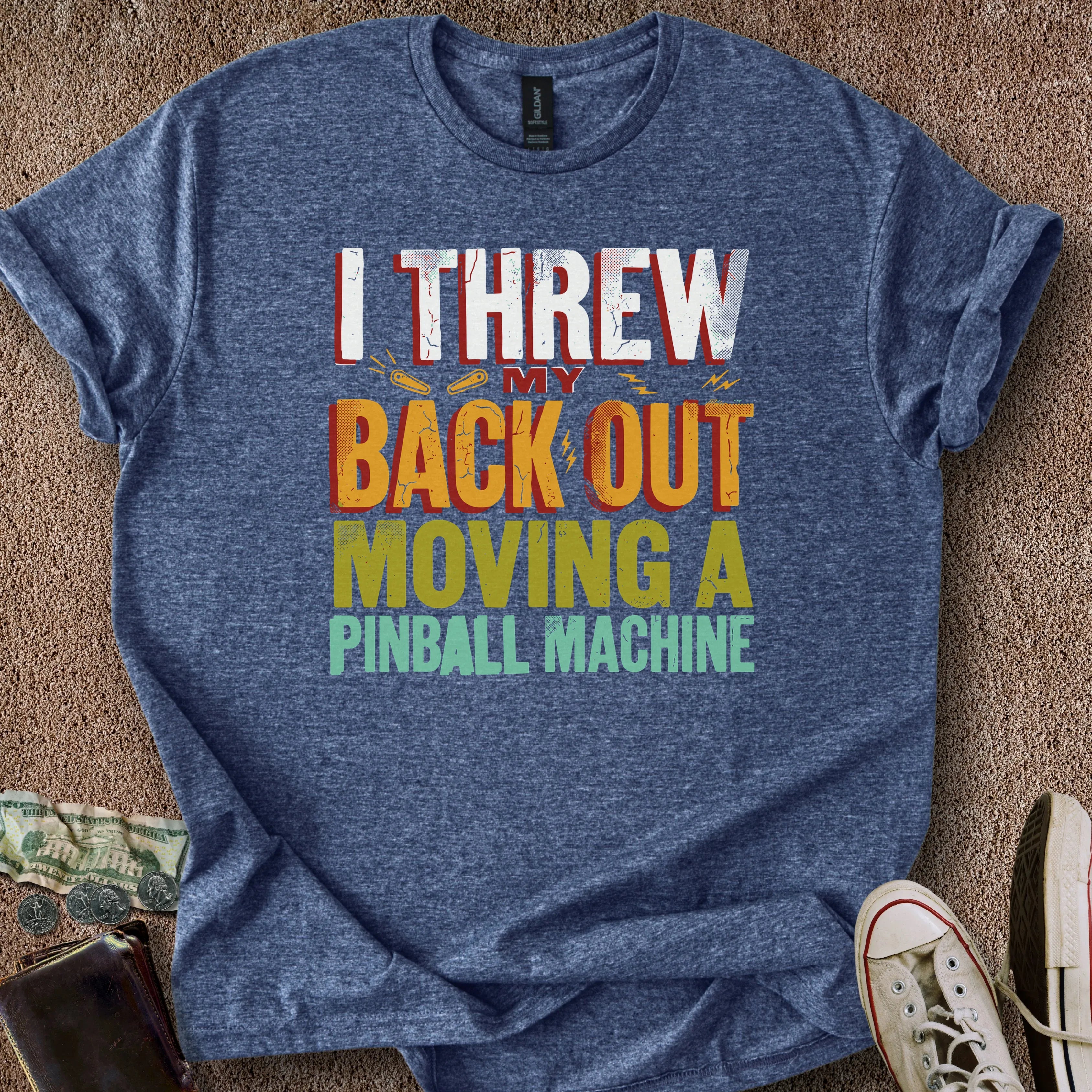 Printify T-Shirt Heather Navy / S Threw My Back Out T-Shirt