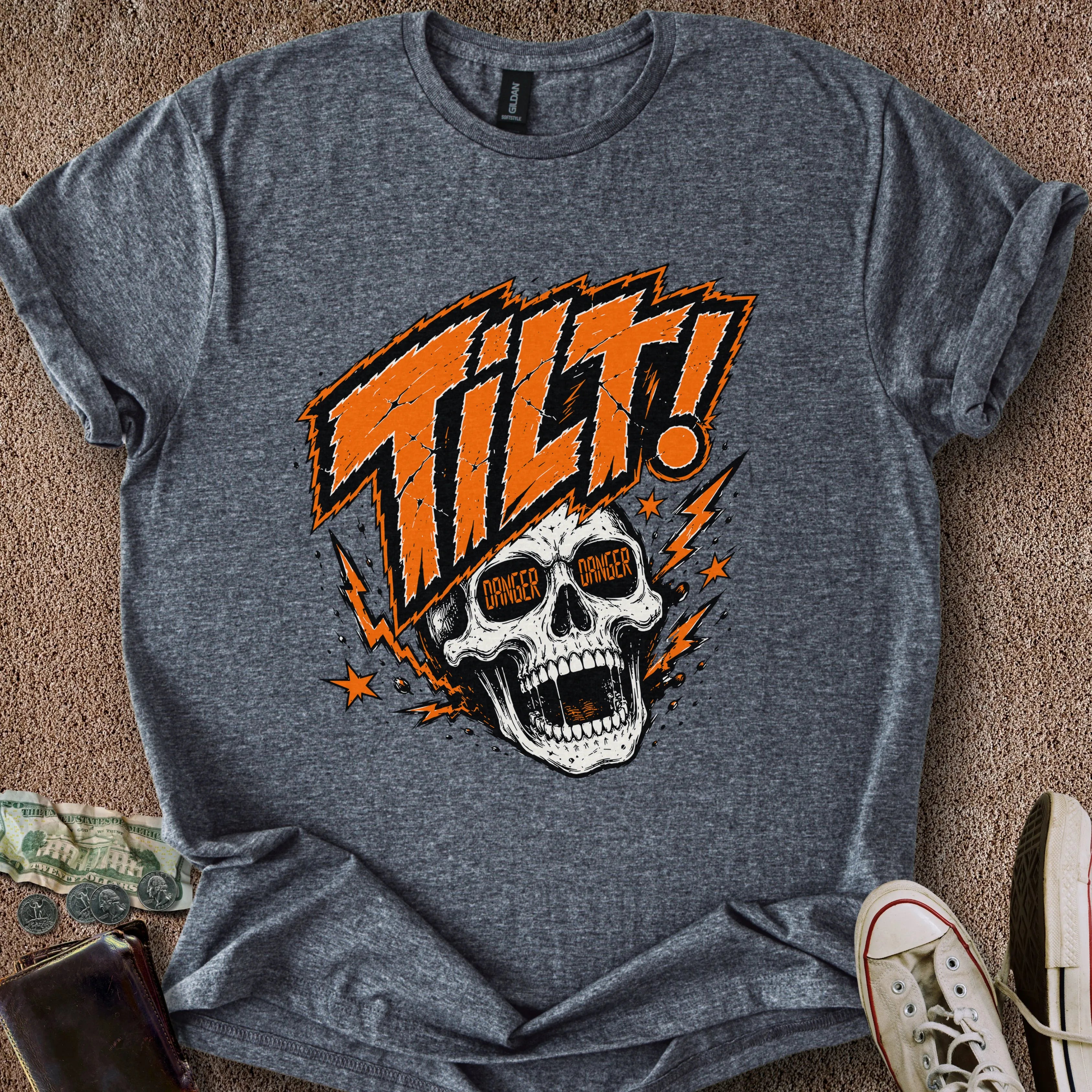 Printify T-Shirt Dark Heather / S Tilt Skull T-Shirt