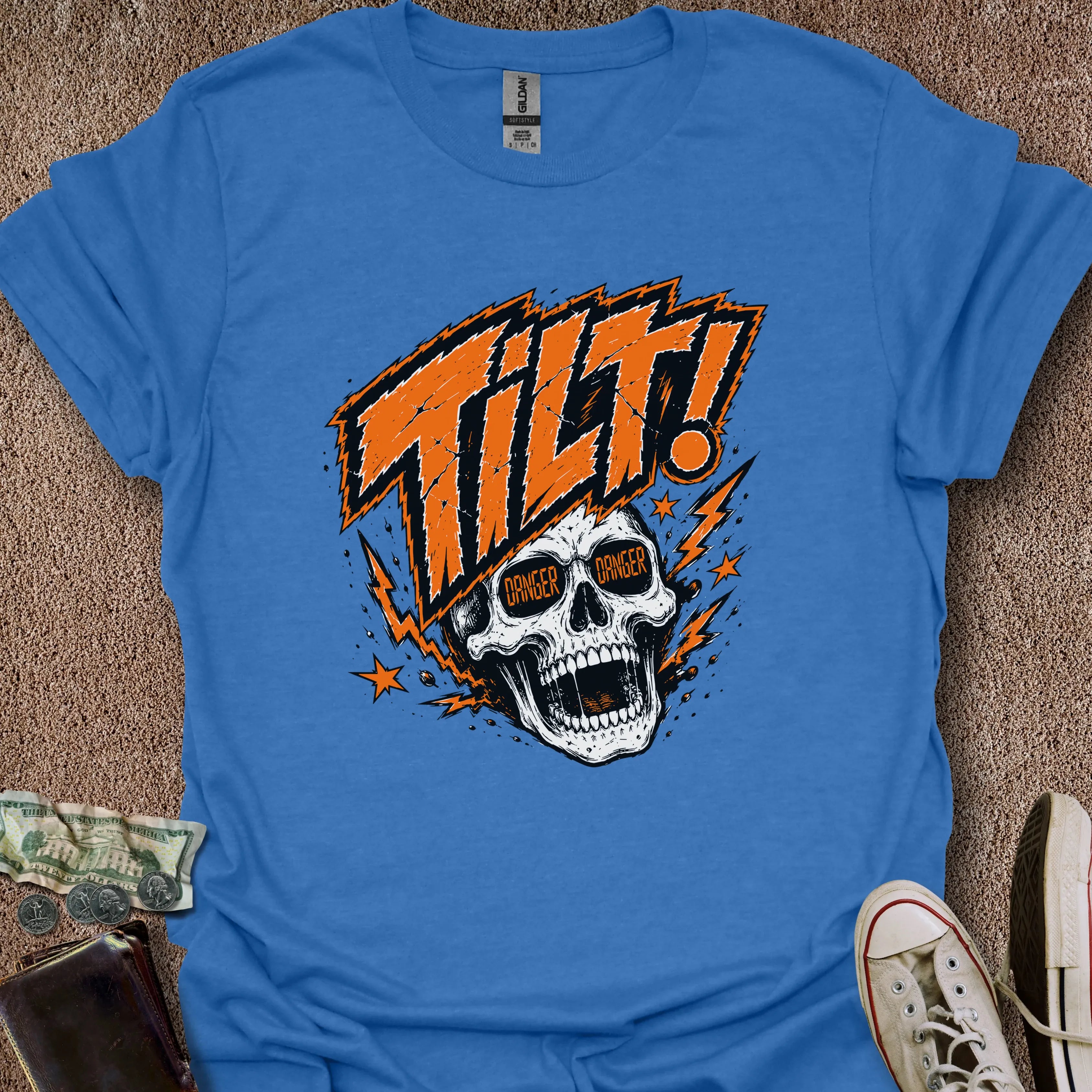 Printify T-Shirt Heather Royal / S Tilt Skull T-Shirt