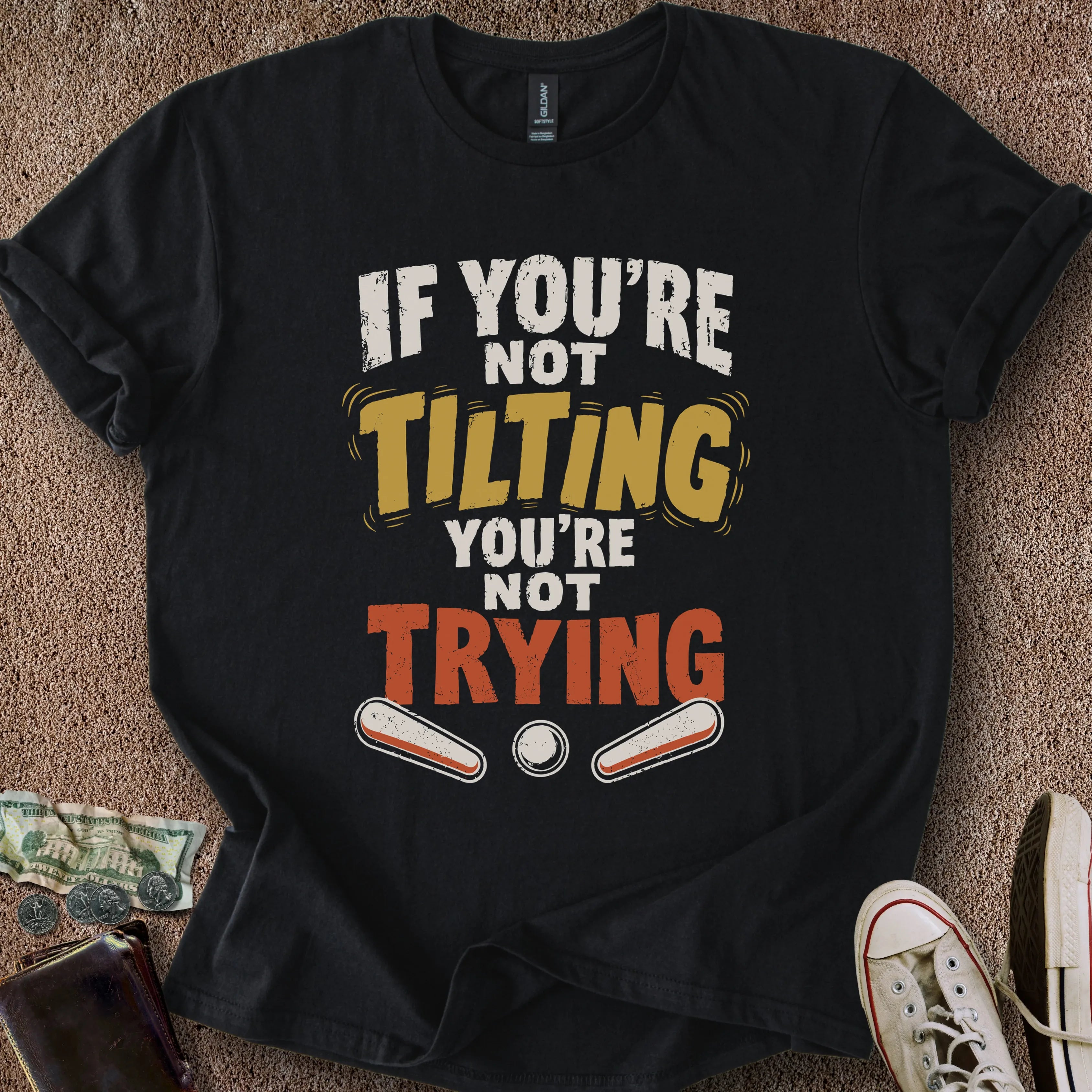 Printify T-Shirt Black / S Tilting & Trying T-Shirt